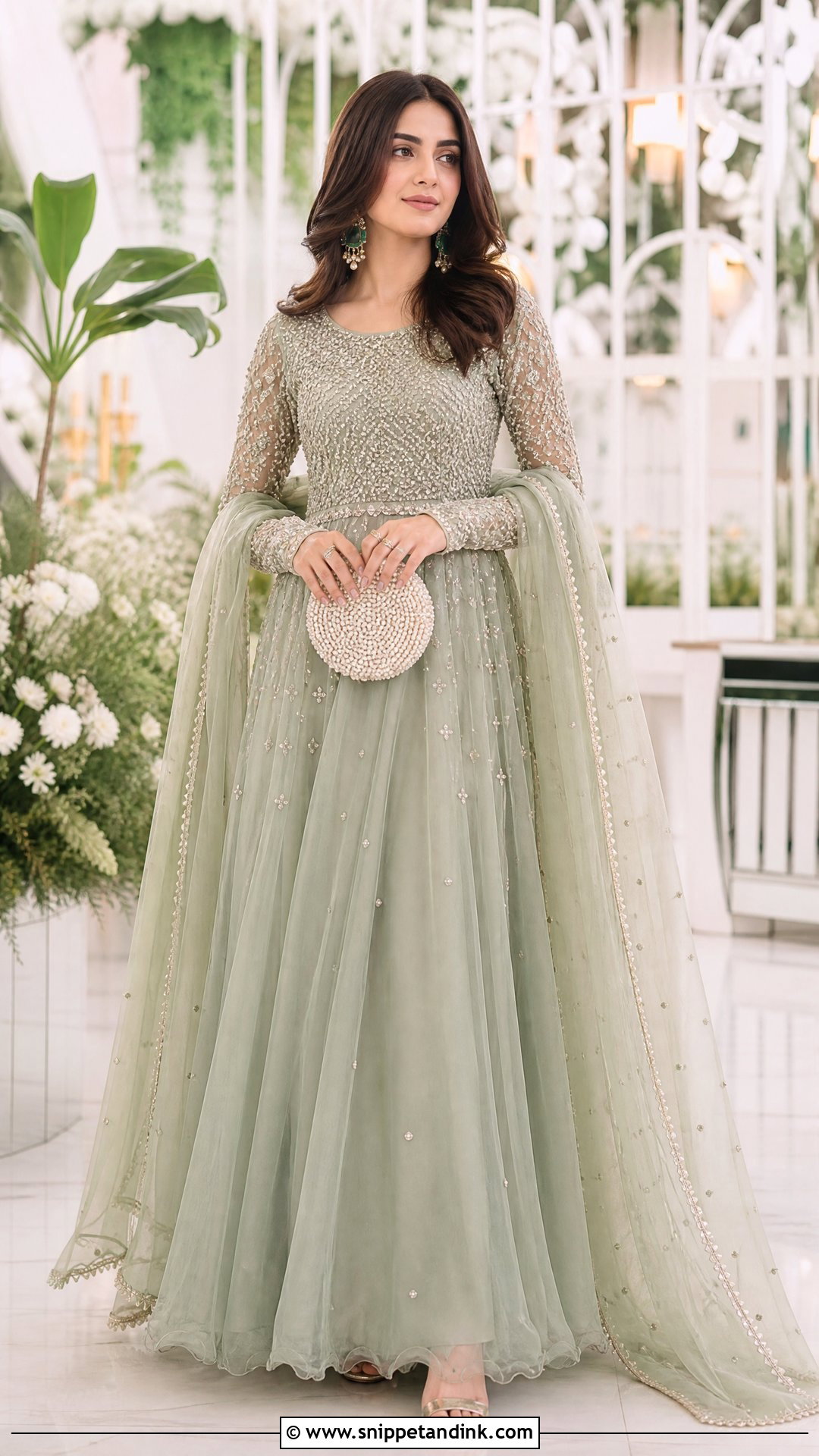Sage Green Organza Walima Gown - Snippet and Ink - 20 Walima Gown Ideas