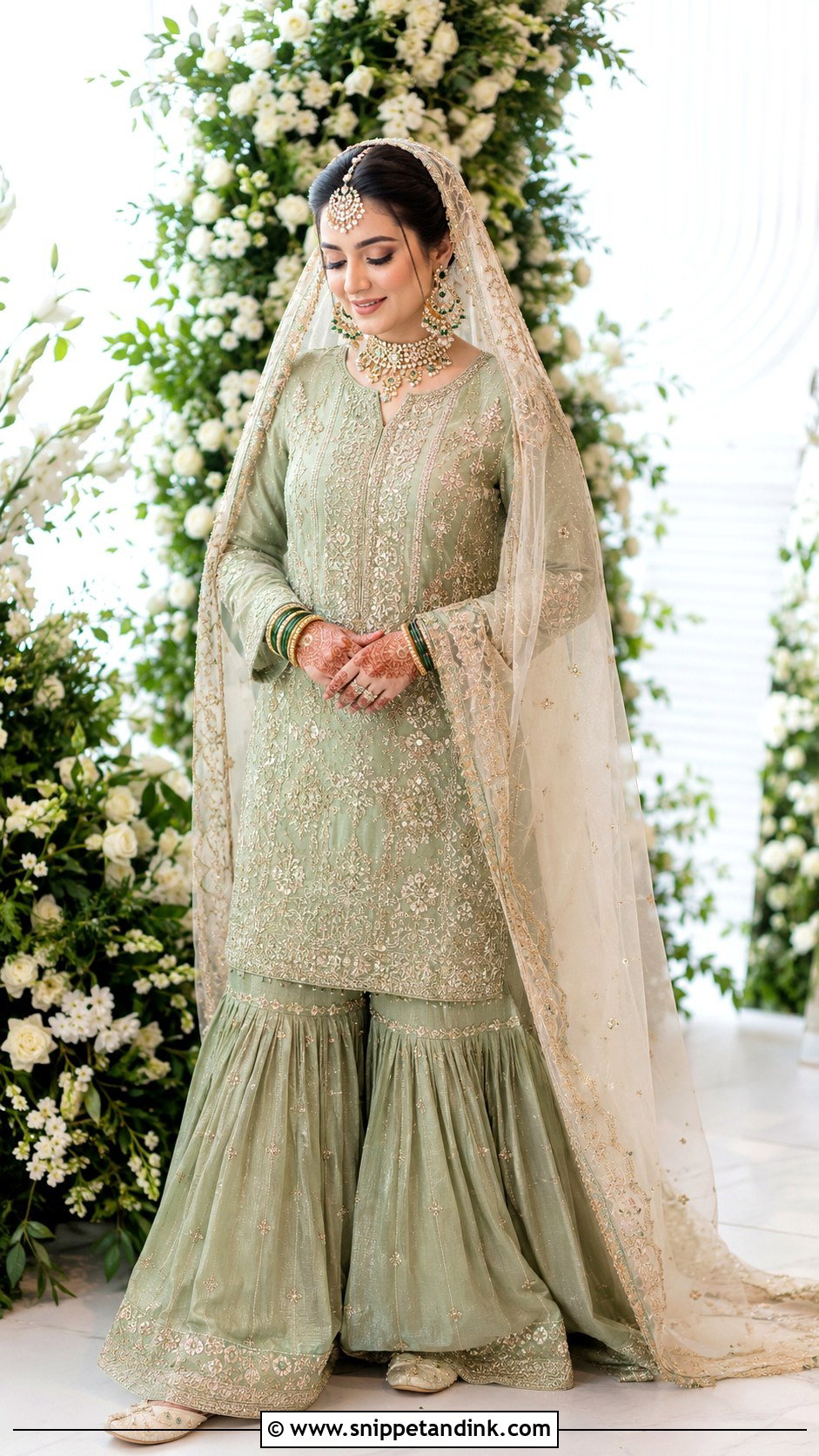 Sage Green Pakistani Nikah Sharara - Snippet and Ink - 20 Nikha Dresses Pakistani Bridal