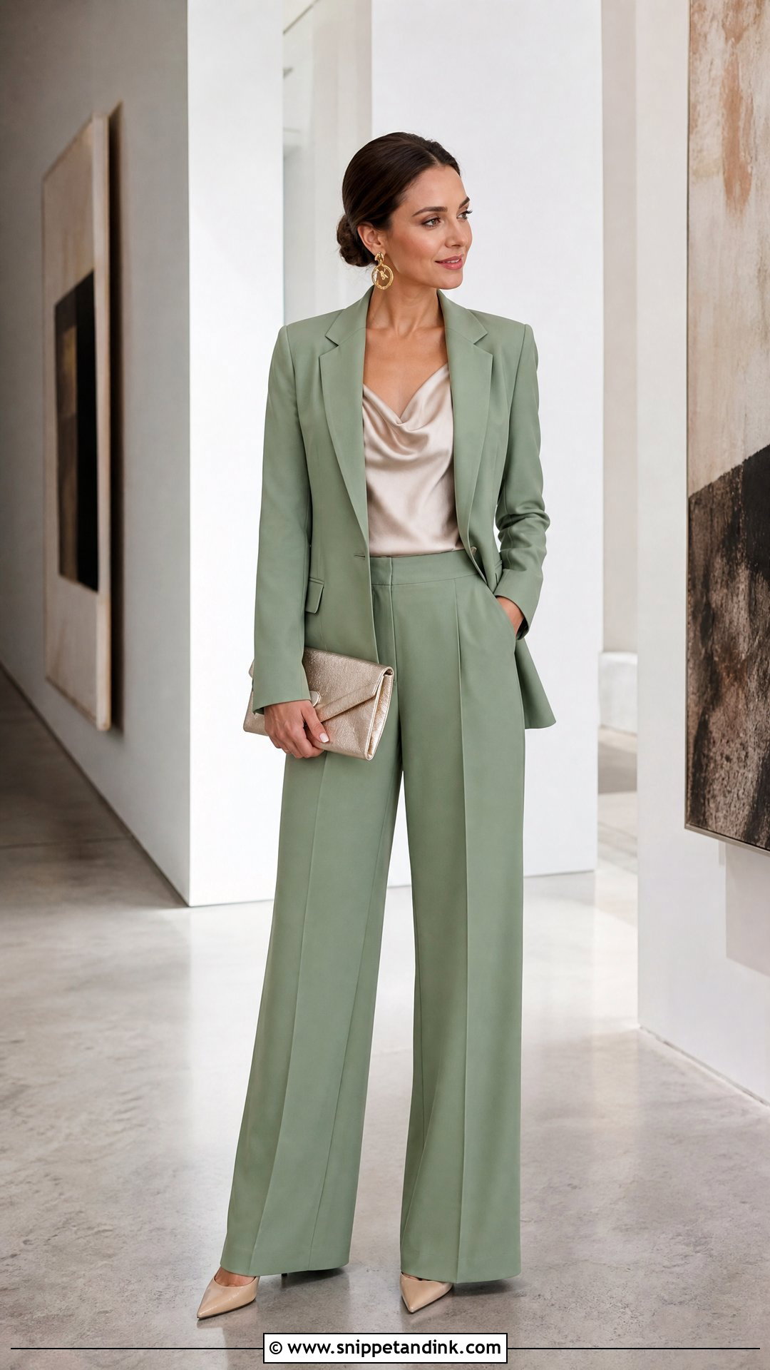 Sage Green Pantsuit Wedding Outfit - Snippet and Ink - 20 Sage Green Wedding Outfit Ideas