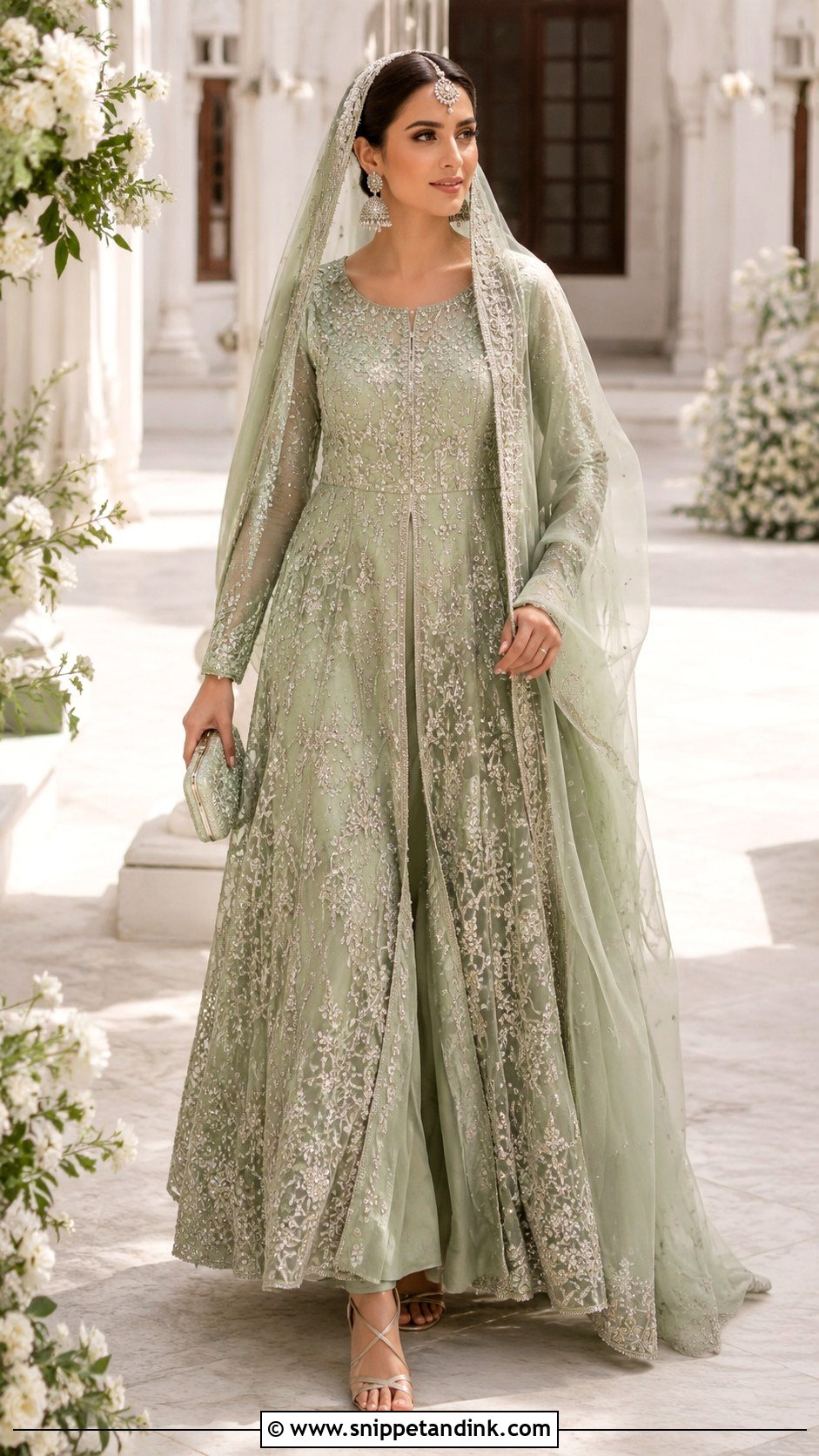Sage Green Pishwas Nikkah Dress - Snippet and Ink - 20 Nikkah Wedding Dress Ideas