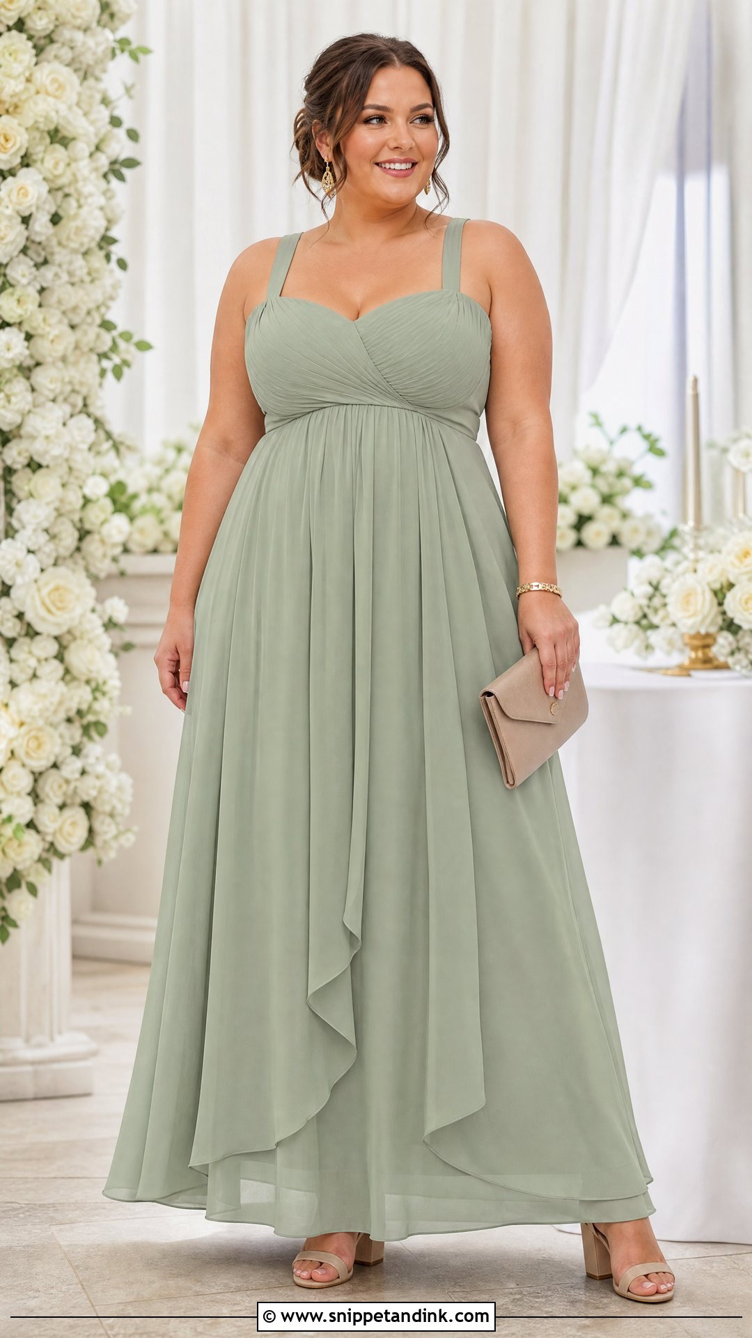 Sage Green Plus Size Empire Waist Maid of Honor Dress - Snippet and Ink - 20 Sage Green Maid of Honor Dress Ideas