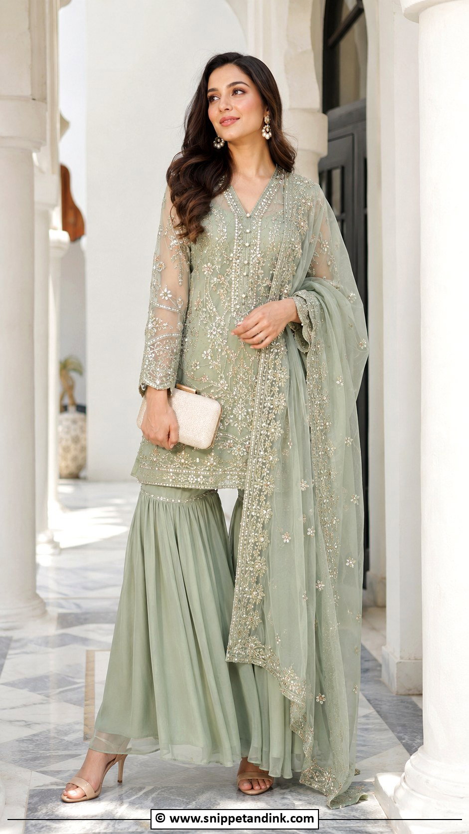 Sage Green Sharara Barat Dress - Snippet and Ink - 30 Barat Dress Ideas