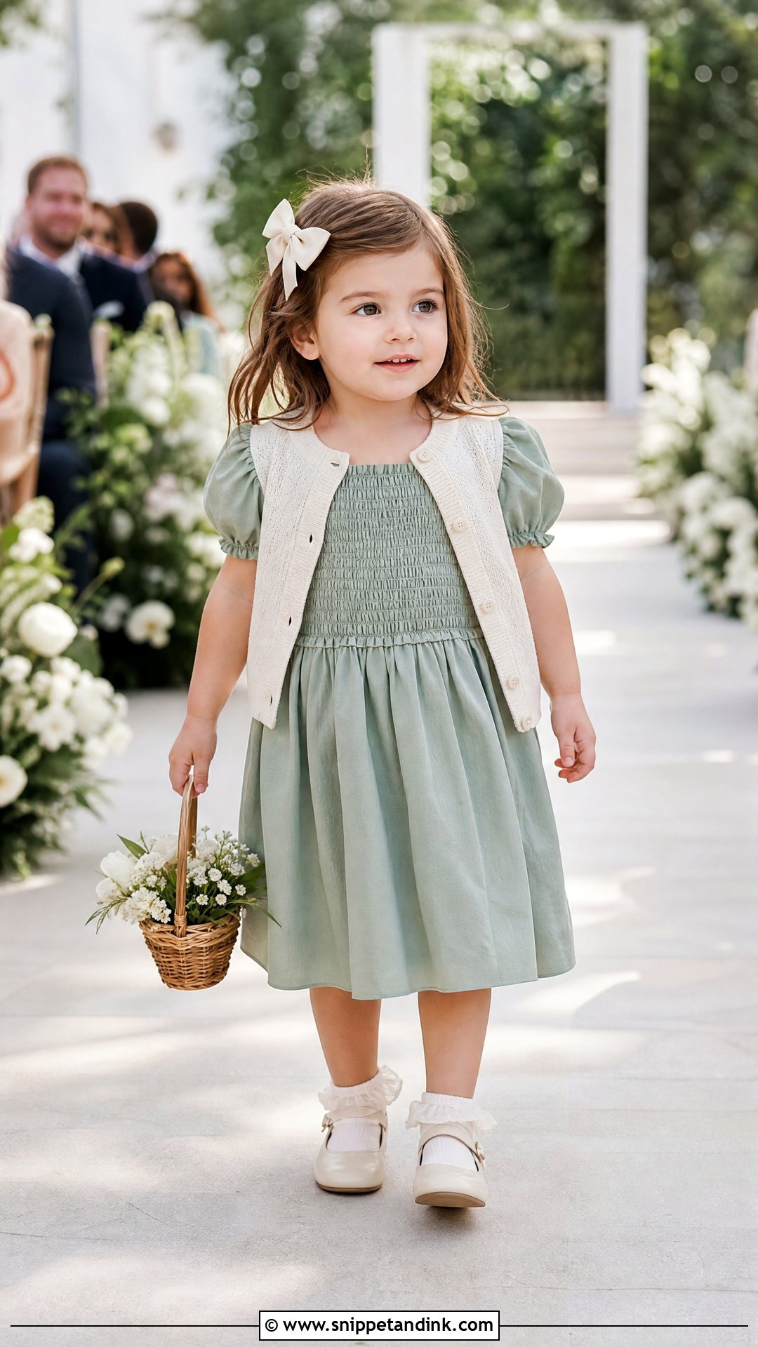 Sage Green Smocked Toddler Girl Wedding Outfit - Snippet and Ink - 20 Toddler Girl Wedding Outfit Ideas