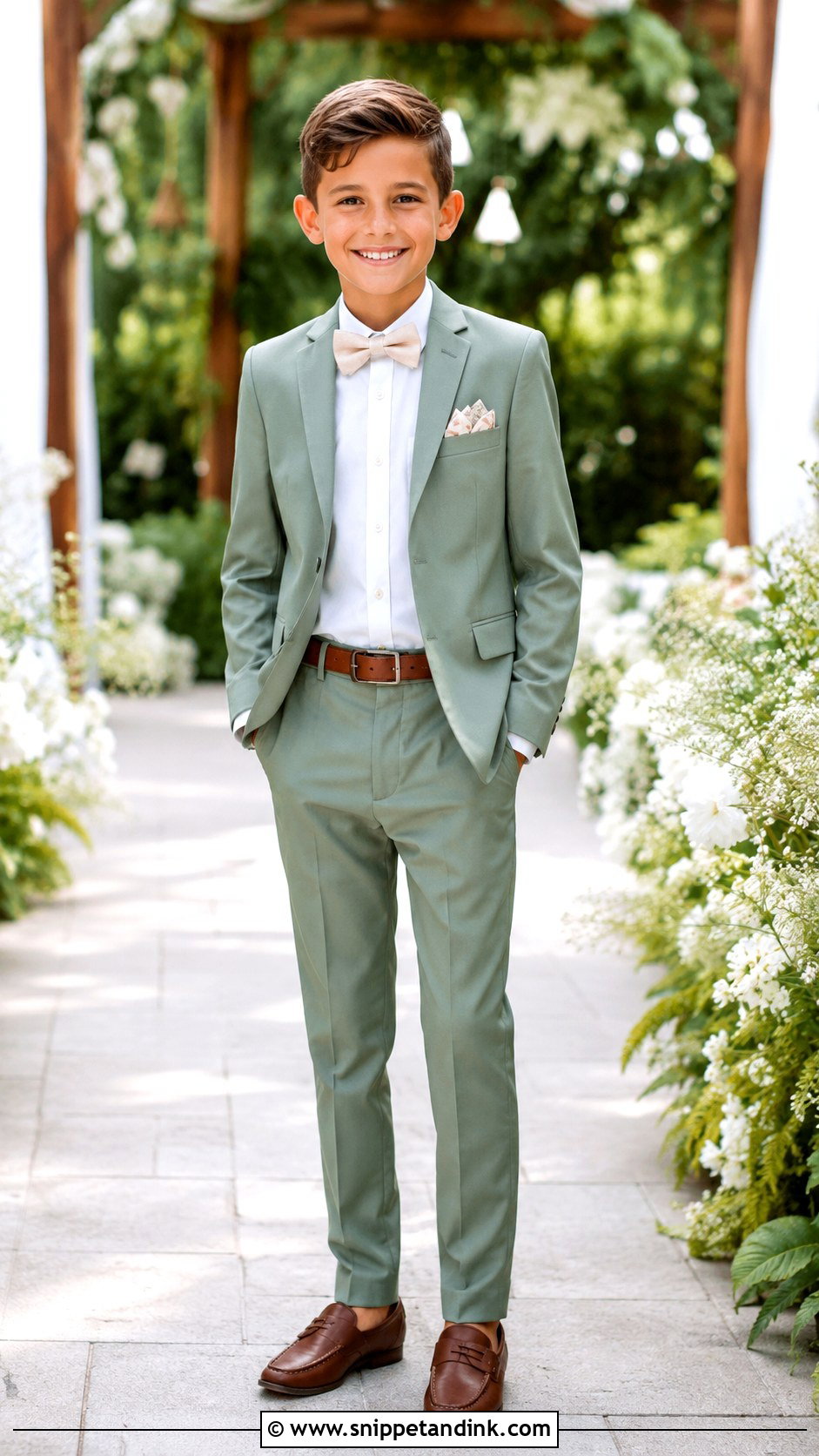 Sage Green Suit Boys Wedding Outfit - Snippet and Ink - 20 Boys Wedding Outfits