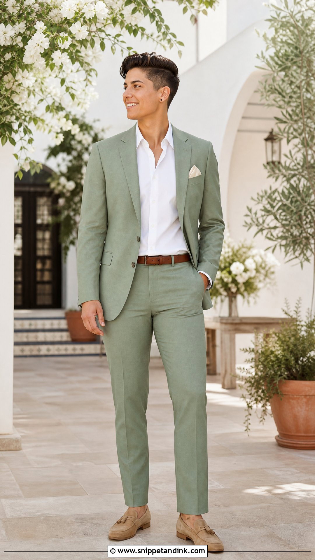 Sage Green Suit Masc Wedding Outfit - Snippet and Ink - 25 Masc Wedding Outfits