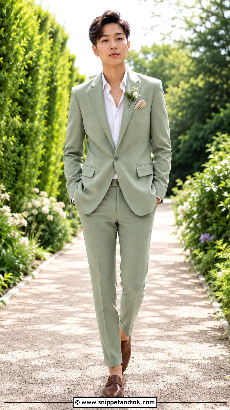 Sage Green Suit Wedding Outfit - Snippet and Ink - 25 Gender Neutral Wedding Outfit Ideas
