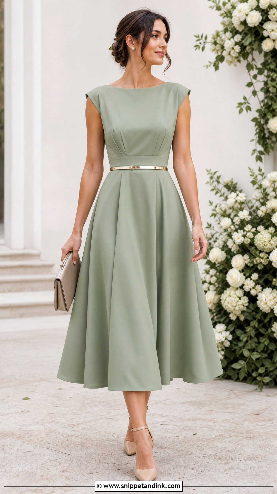 Sage Green Tea Length Maid of Honor Dress - Snippet and Ink - 20 Sage Green Maid of Honor Dress Ideas