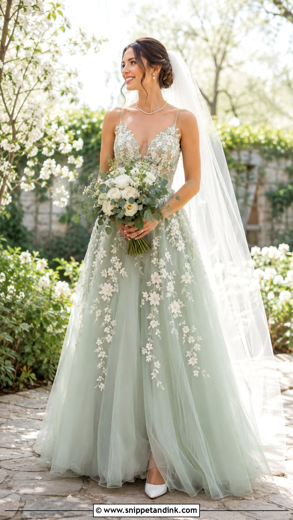 Sage Green Tulle Wedding Dress - Snippet and Ink - 20 Green Bride Dress Ideas