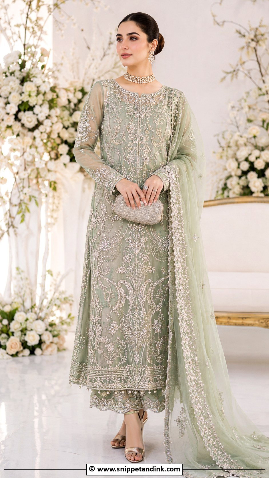 Sage Green Valima Bridal Dress - Snippet and Ink - 30 Valima Bridal Dress Pakistan Ideas