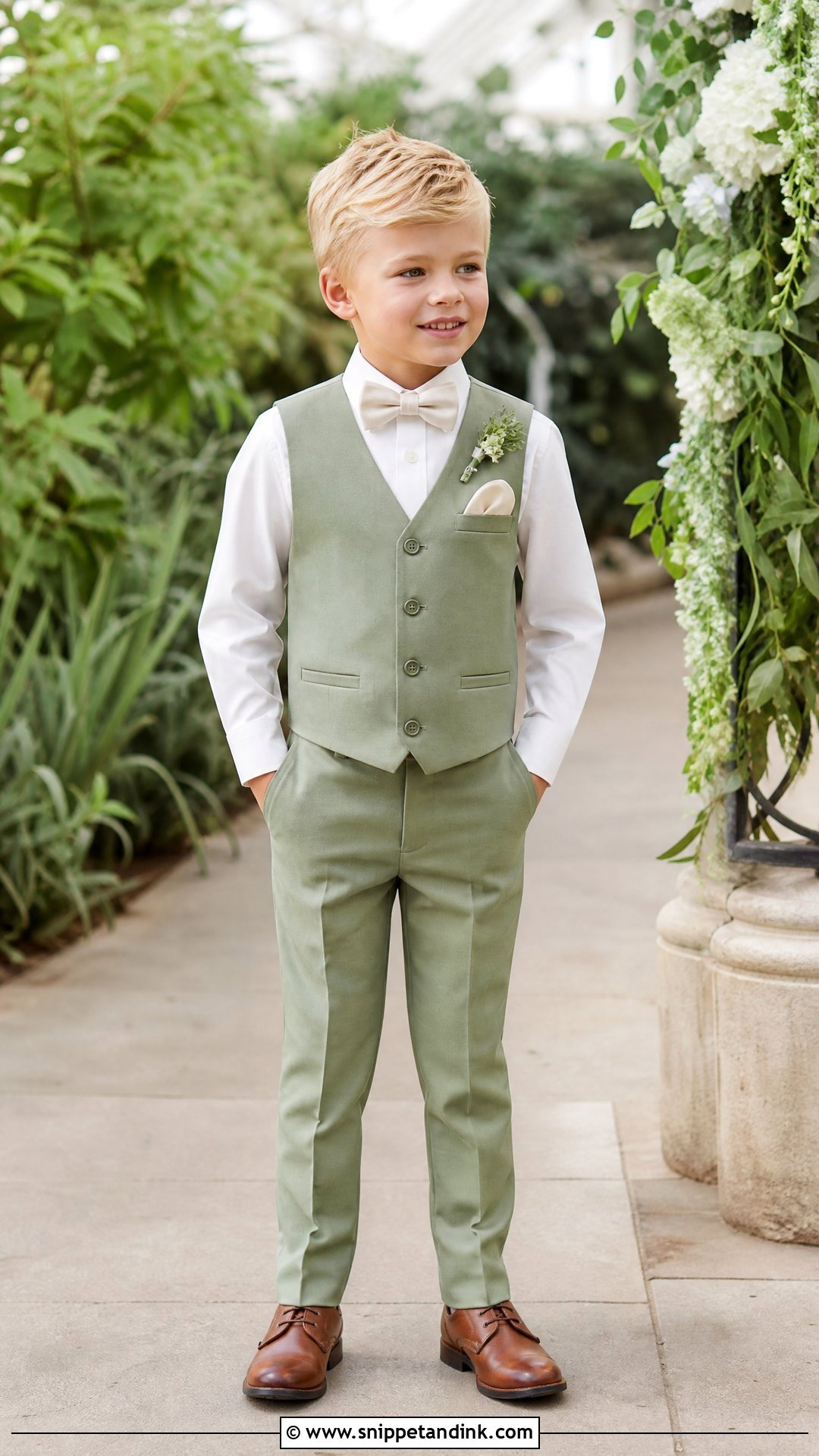 Sage Green Waistcoat Page Boy Outfit - Snippet and Ink - 20 Page Boys Ideas