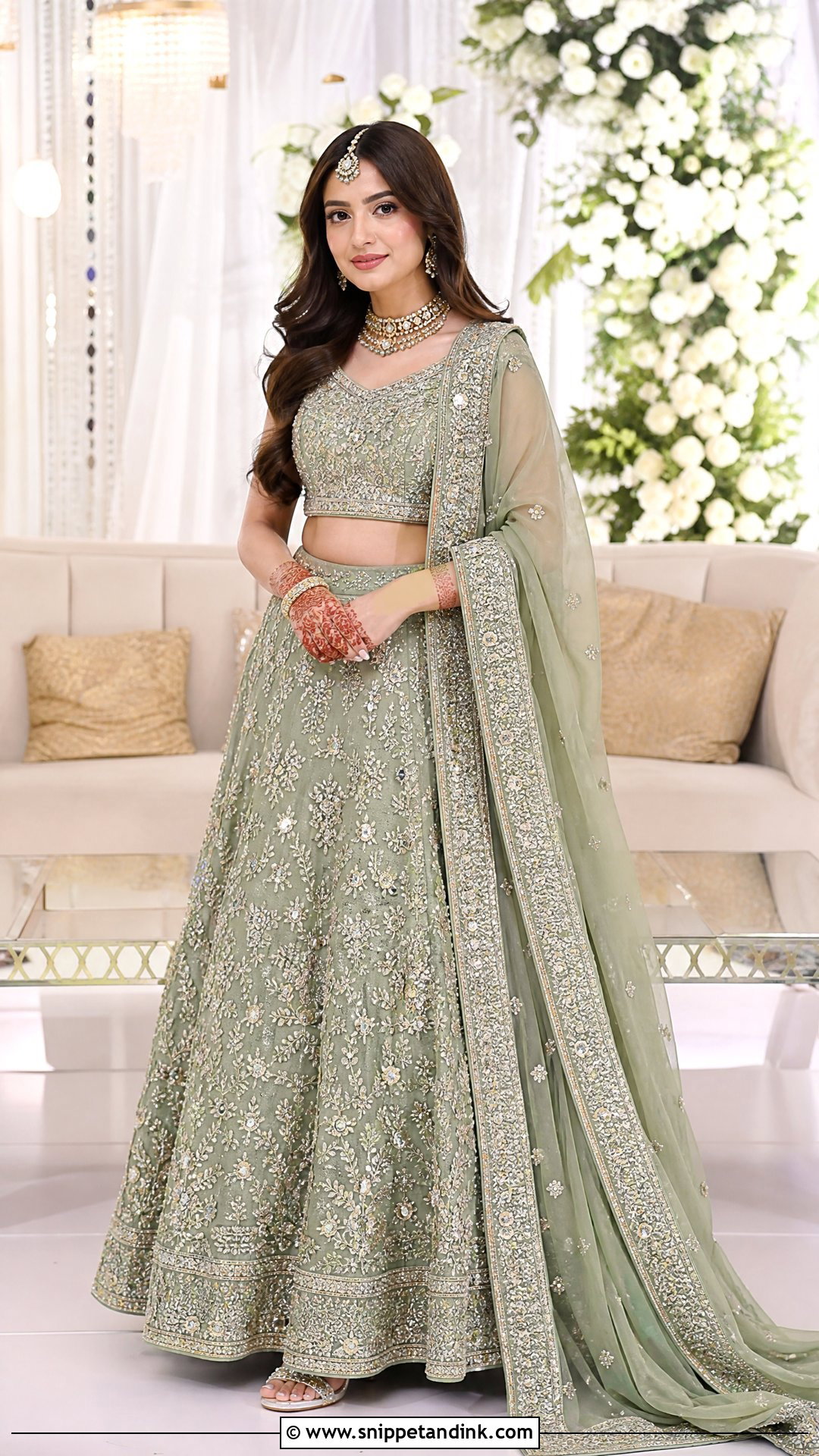 Sage Green Waleema Dress With Lehenga - Snippet and Ink - 25 Waleema Dress Pakistani Bridal Ideas