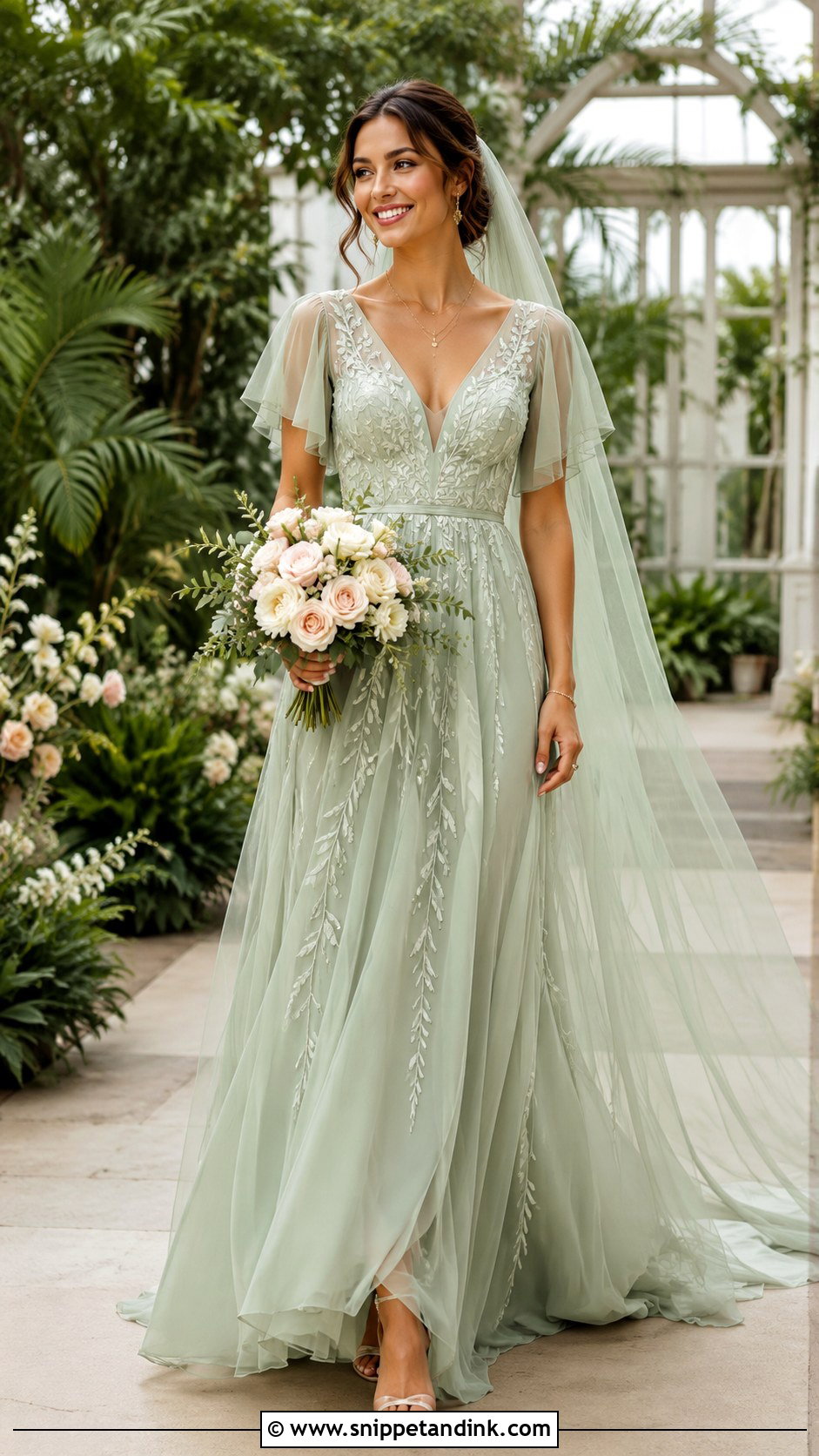 Sage Green Wedding Dress - Snippet and Ink - 20 Alternative Wedding Dress Color Ideas
