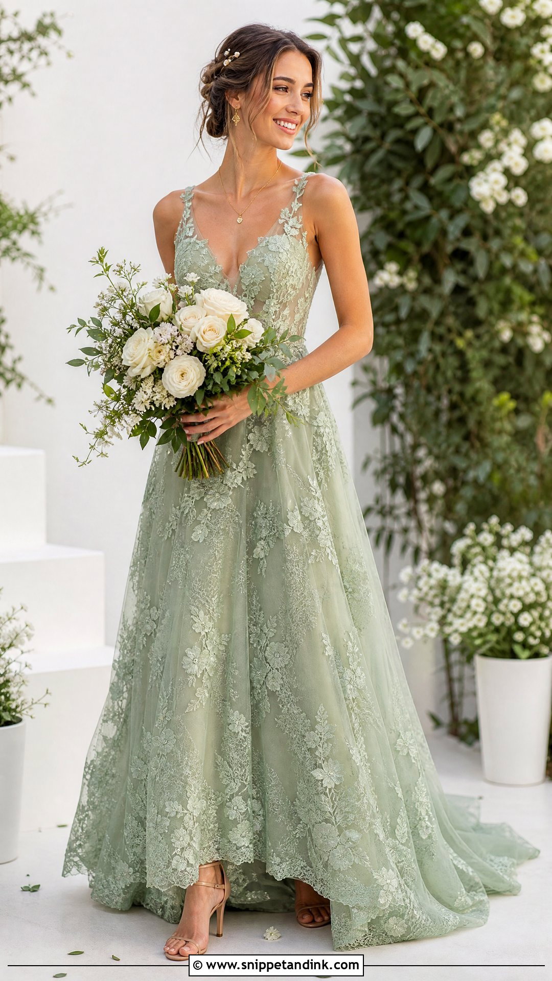 Sage Green Wedding Dress - Snippet and Ink - 25 Colored Wedding Dress Ideas