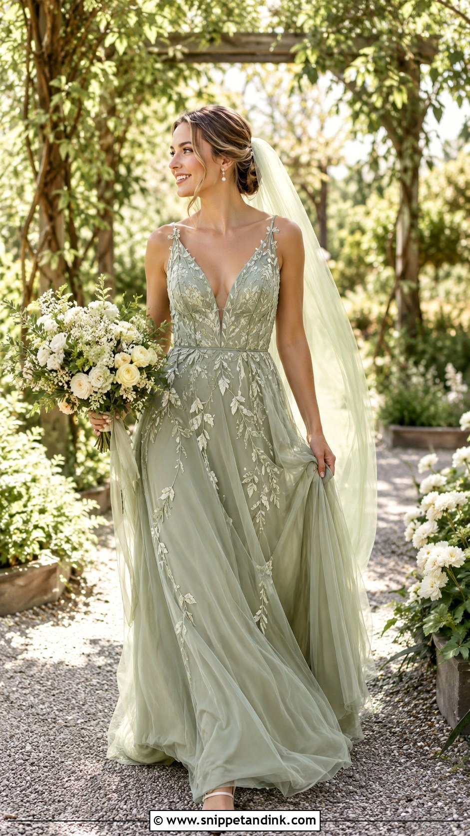 Sage Green Wedding Dress - Snippet and Ink - 20 Different Color Wedding Dresses