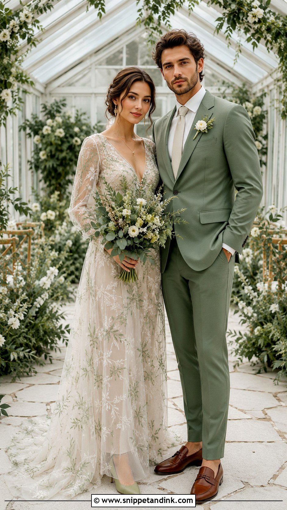 Sage Green Wedding Outfits - Snippet and Ink - 20 Couple Aesthetic Wedding Outfits