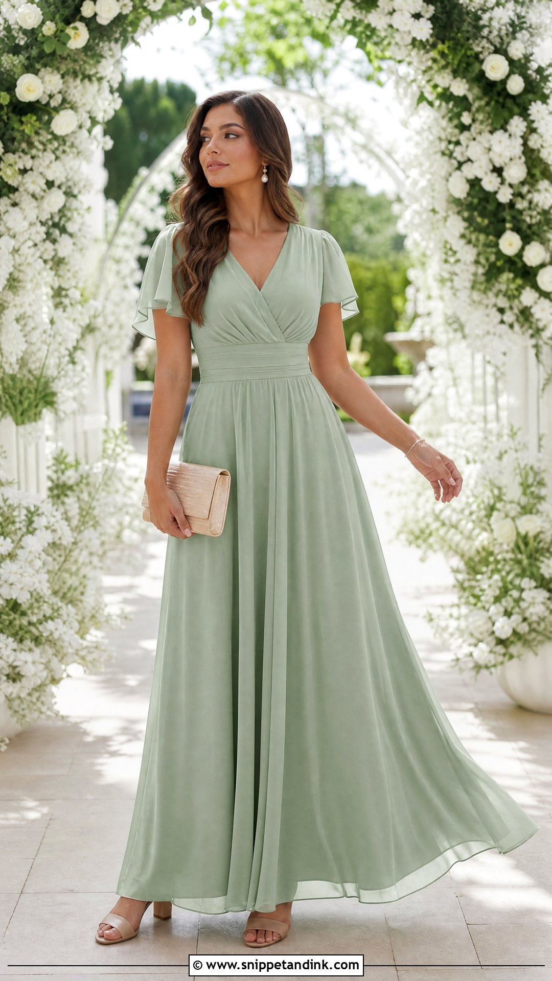 Sage Green Wedding Party Maxi Dress - Snippet and Ink - 20 Wedding Party Outfit Ideas