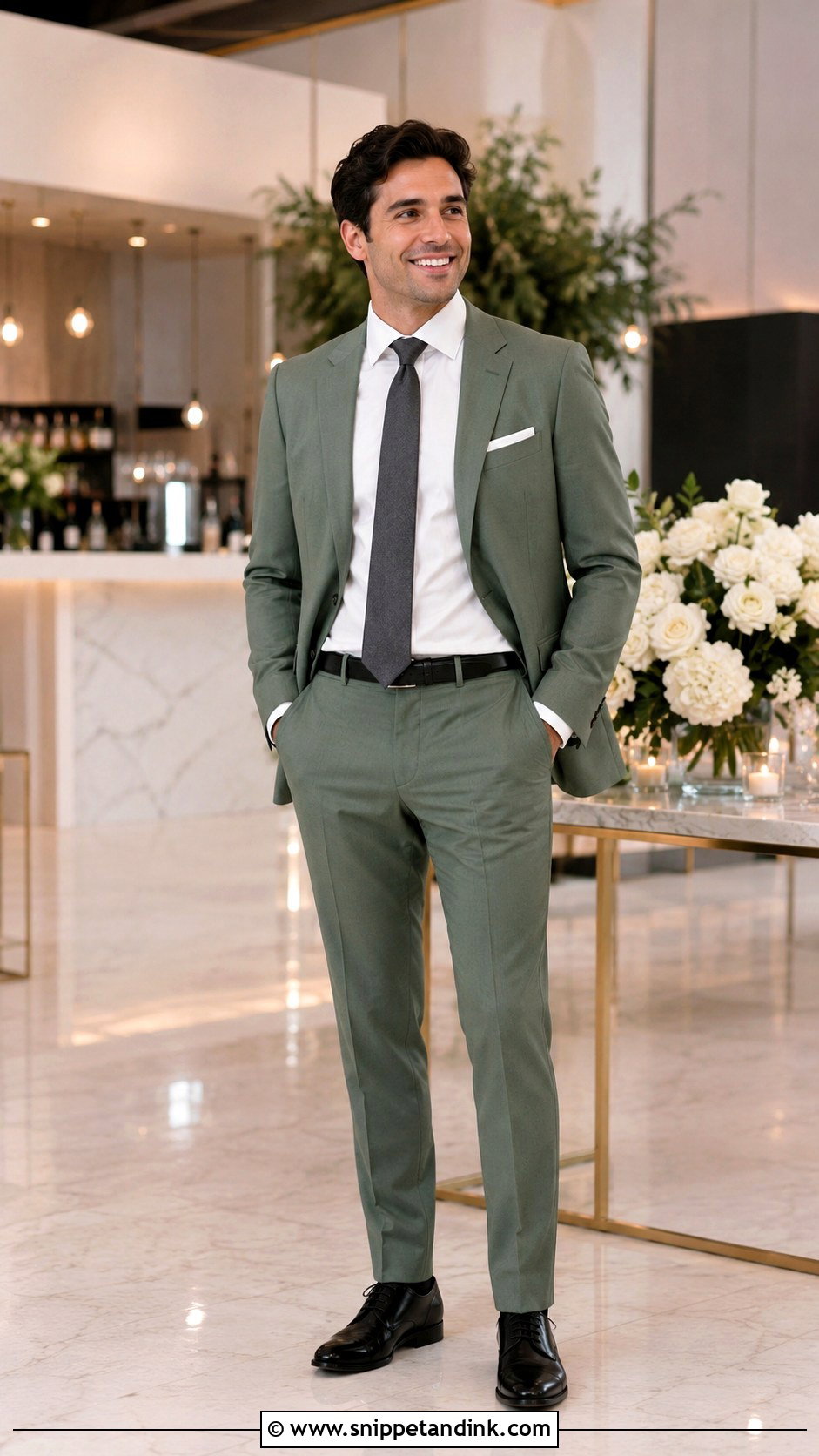 Sage Green Wedding Suit With Black Shoes - Snippet and Ink - 25 Sage Green Wedding Suit Ideas