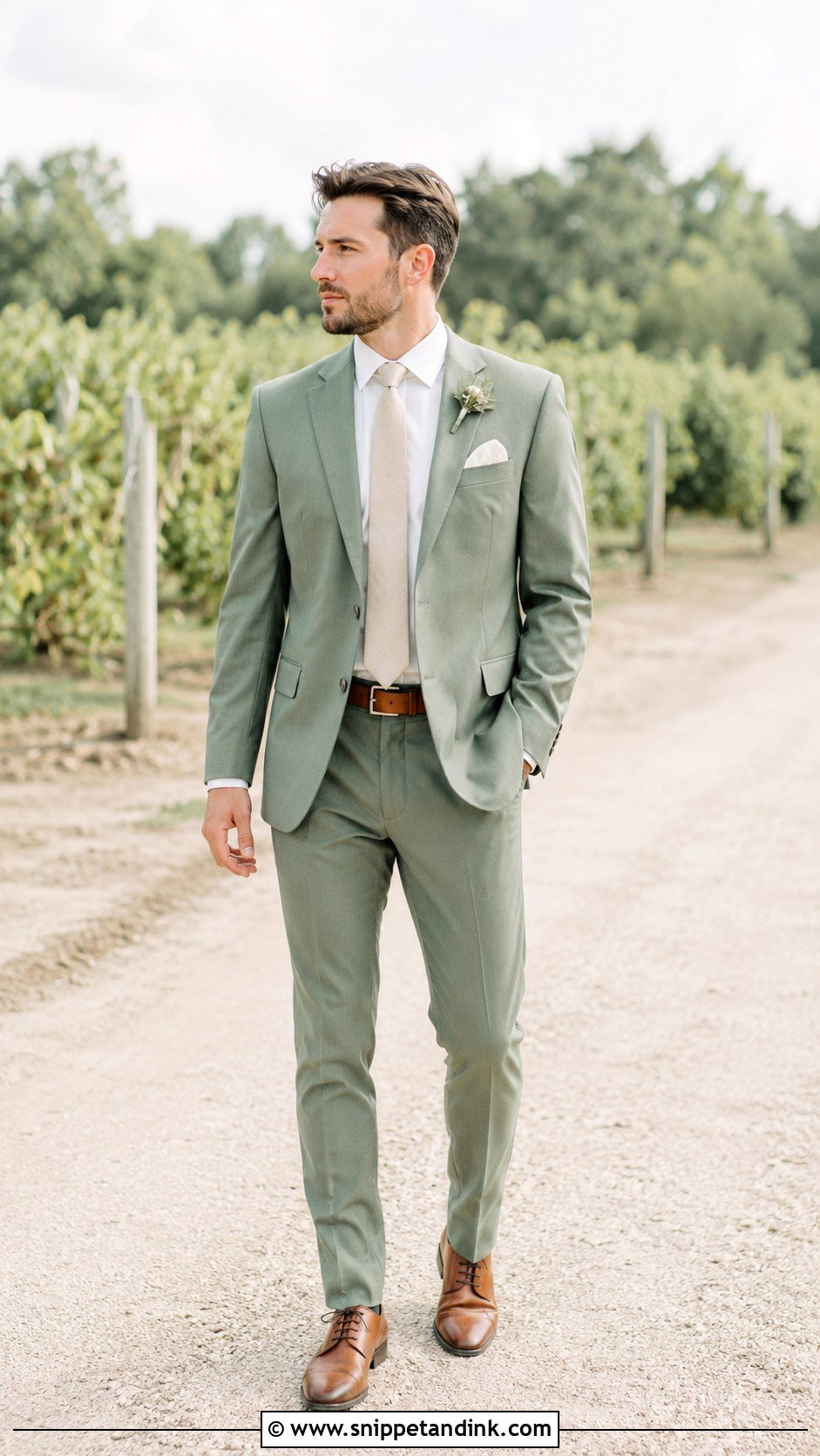 Sage Green Wedding Suit With Brown Shoes - Snippet and Ink - 25 Sage Green Wedding Suit Ideas