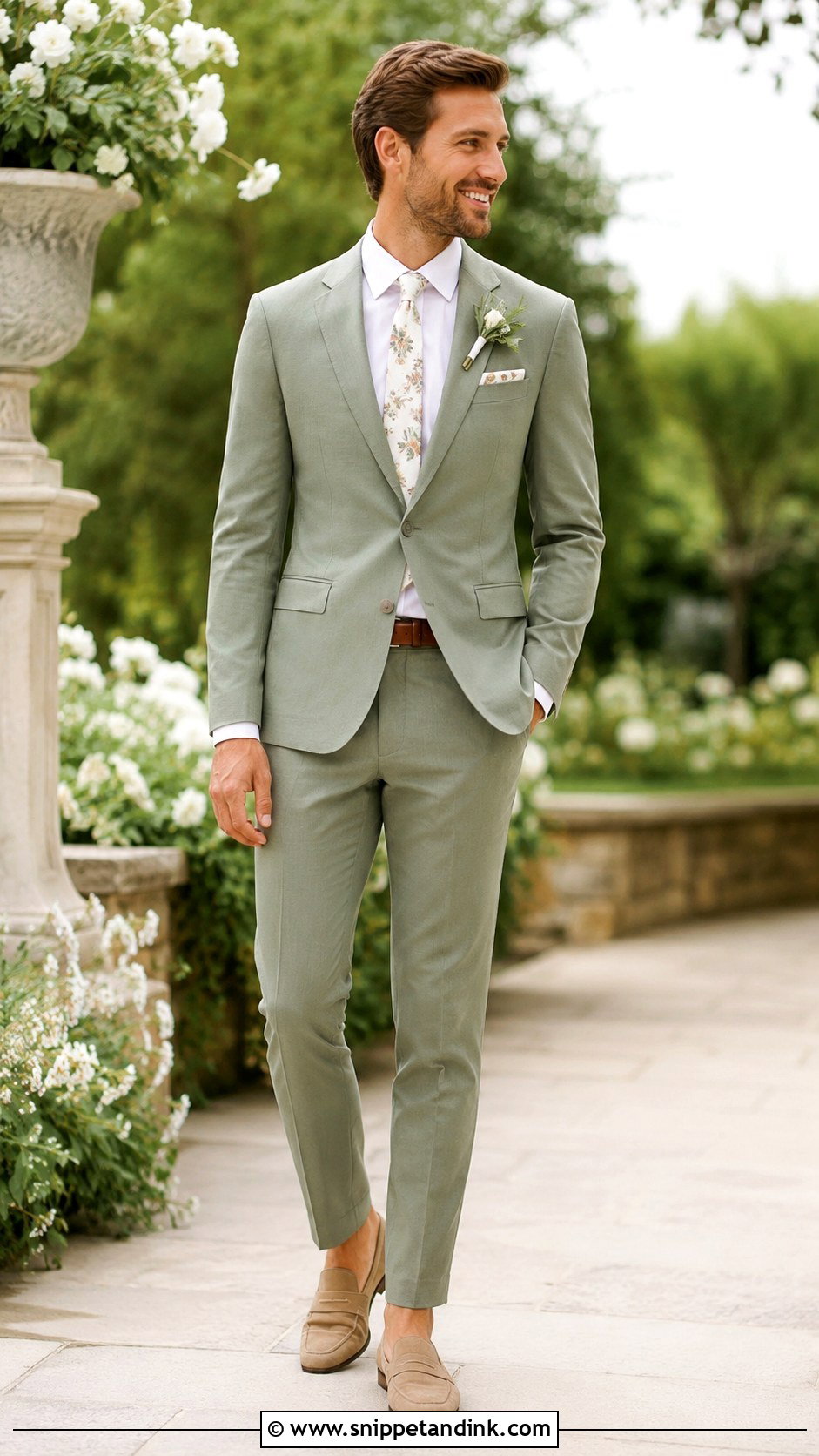 Sage Green Wedding Suit With Loafers - Snippet and Ink - 25 Sage Green Wedding Suit Ideas