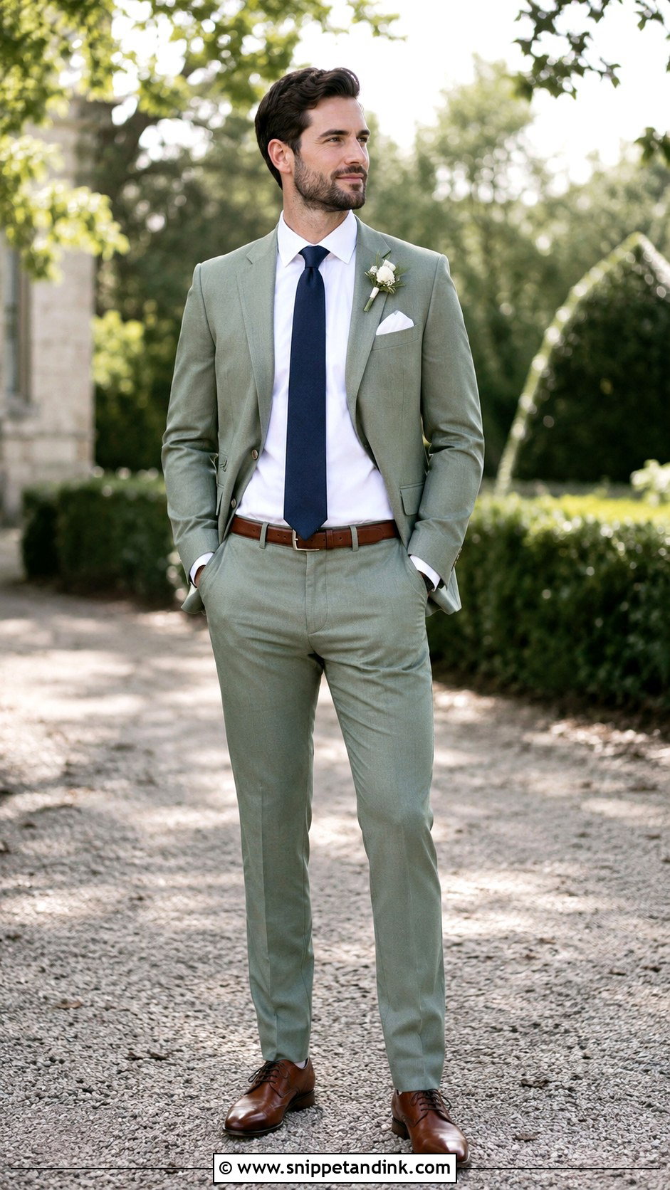 Sage Green Wedding Suit With Navy Tie - Snippet and Ink - 25 Sage Green Wedding Suit Ideas