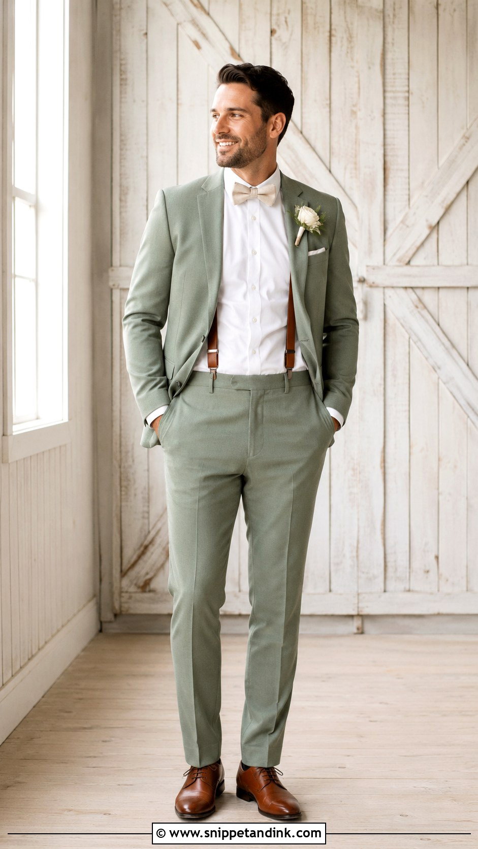Sage Green Wedding Suit With Suspenders - Snippet and Ink - 25 Sage Green Wedding Suit Ideas