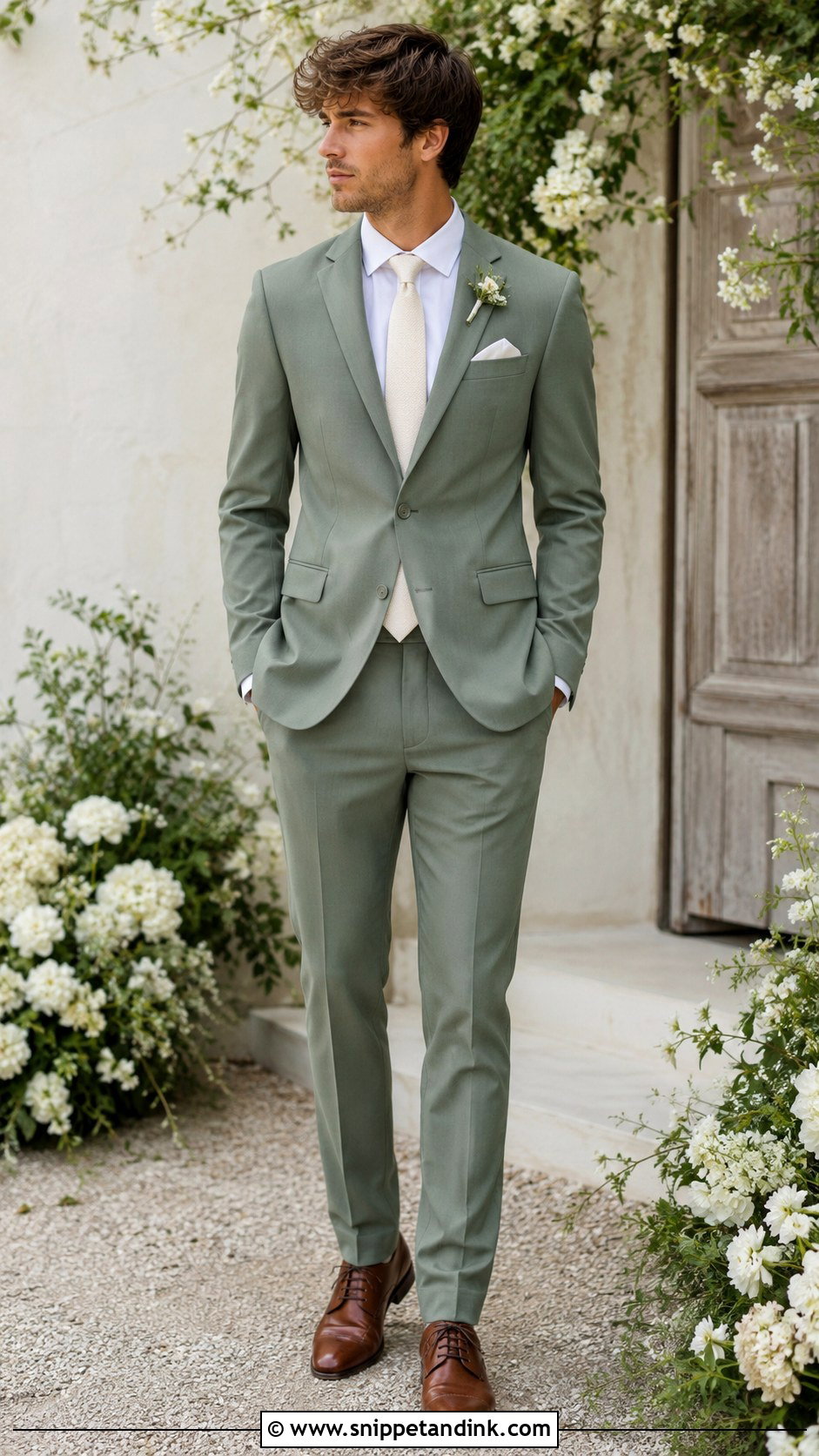 Sage Green Wedding Suit With White Shirt - Snippet and Ink - 25 Sage Green Wedding Suit Ideas