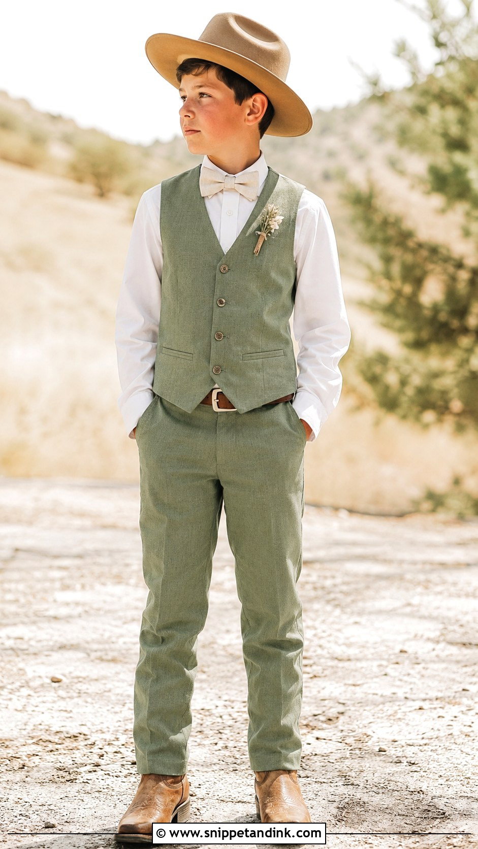Sage Green Western Ring Bearer Outfit - Snippet and Ink - 20 Western Ring Bearer Outfit Ideas