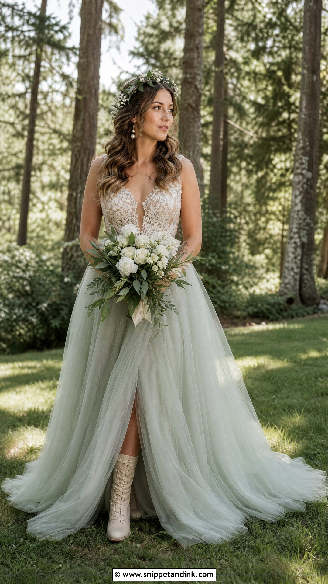 Sage Green Woodland Wedding Dress - Snippet and Ink - 25 Woodland Wedding Dress Ideas