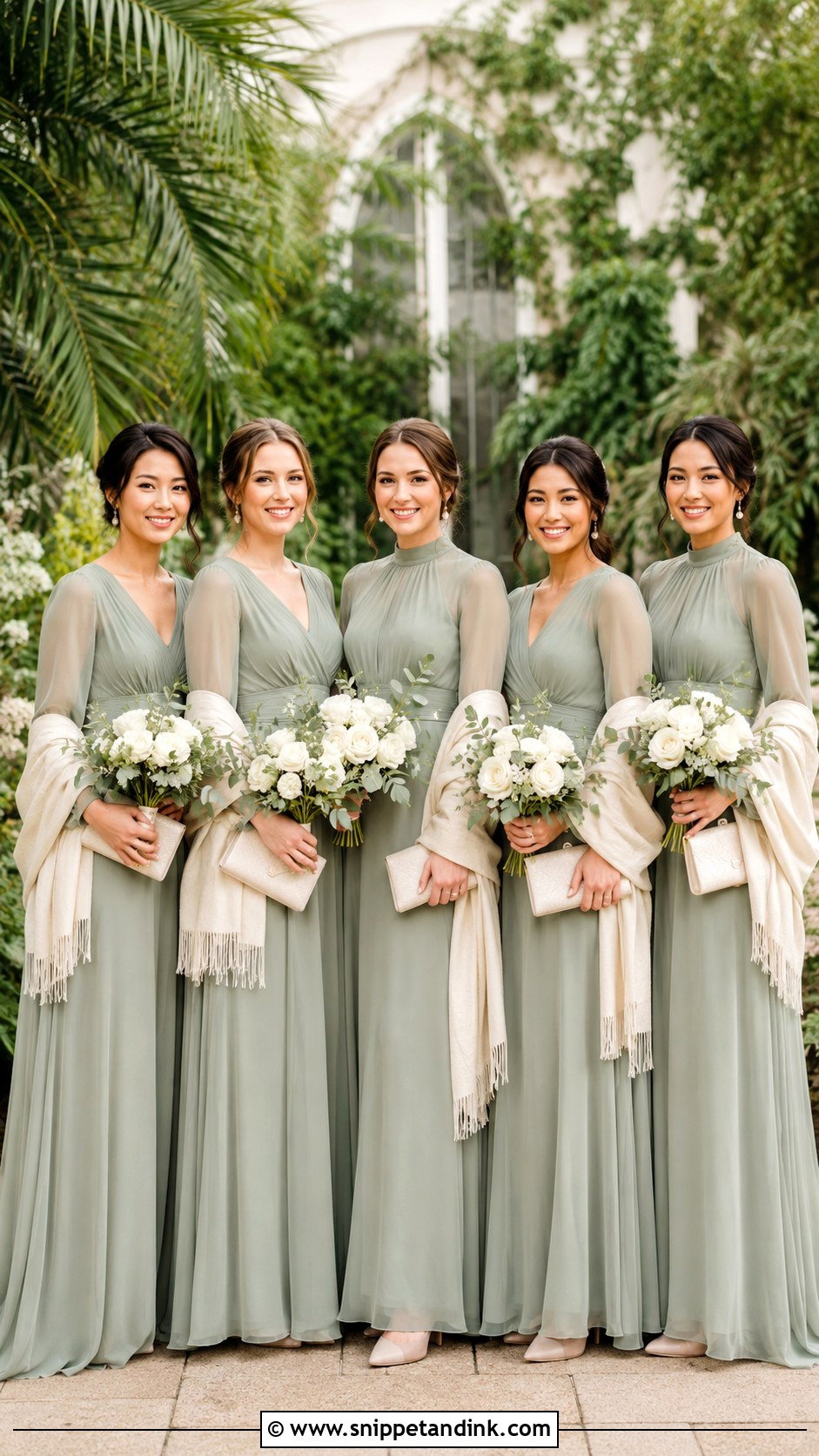 Sage Long Sleeve Bridal Party Attire - Snippet and Ink - 20 Fall Bridal Party Attire Ideas