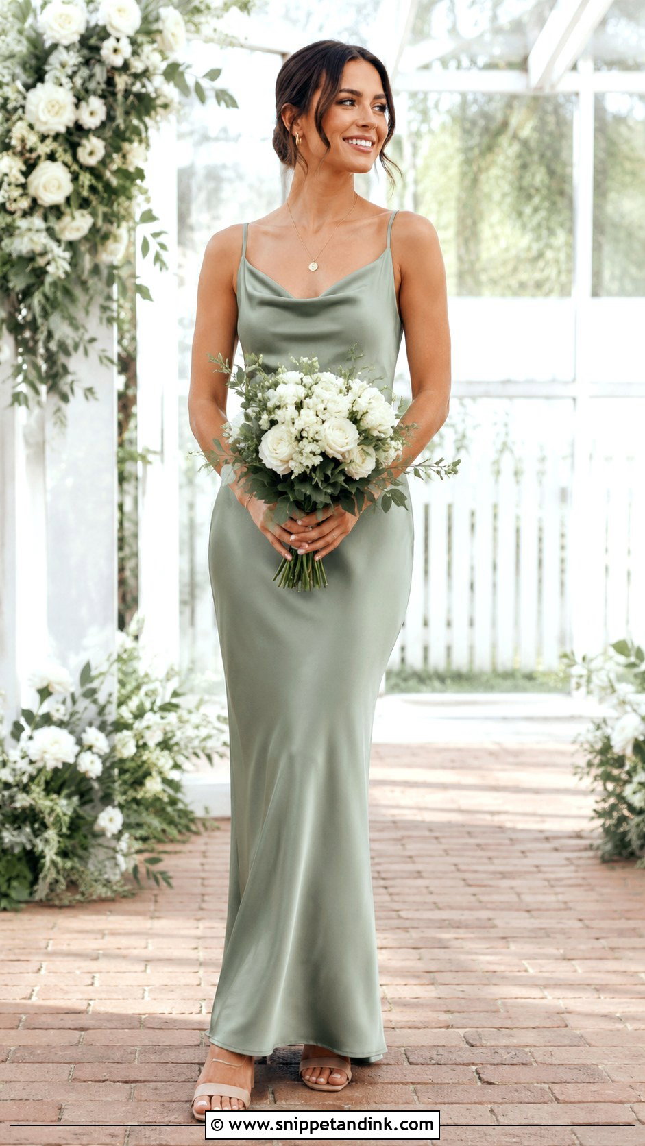 Sage Satin Bridesmaid Dress - Snippet and Ink - 30 Satin Wedding Ideas