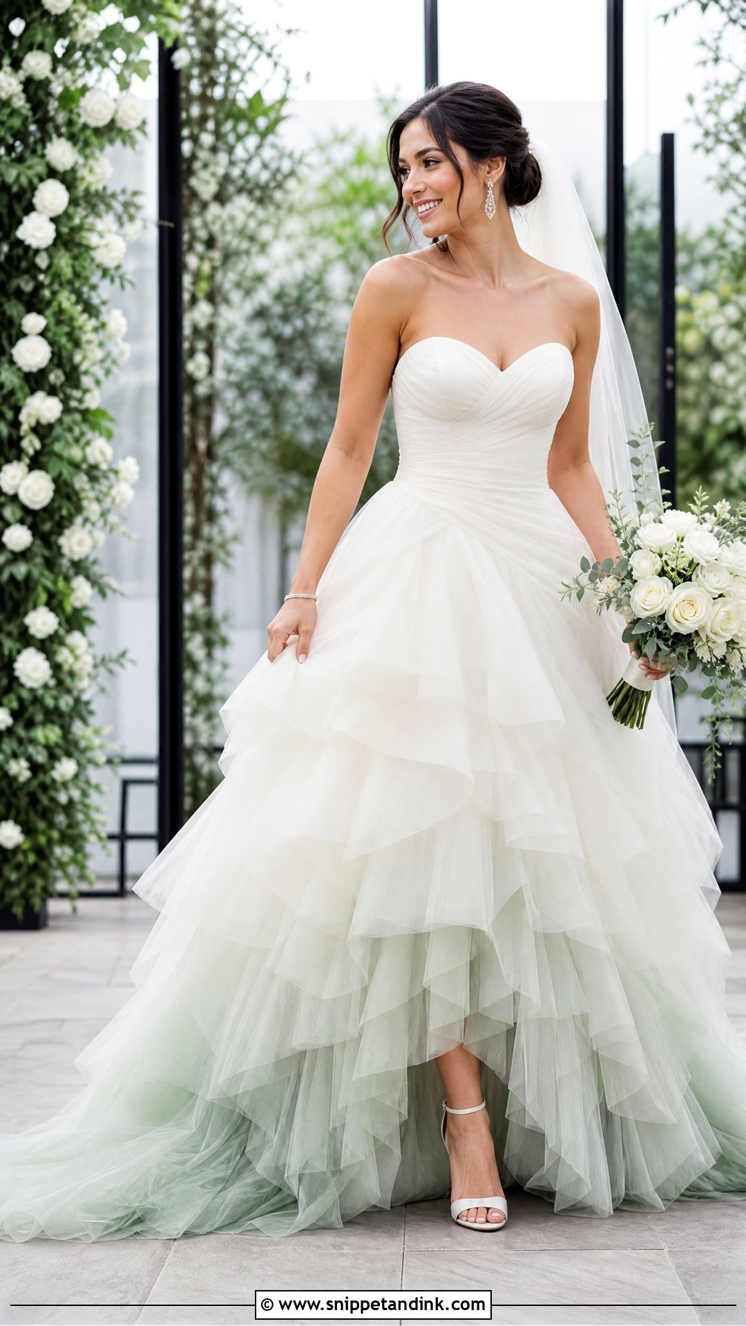 Sage Wedding Dress With Ivory Ombre Skirt - Snippet and Ink - 20 Sage Wedding Dress Ideas