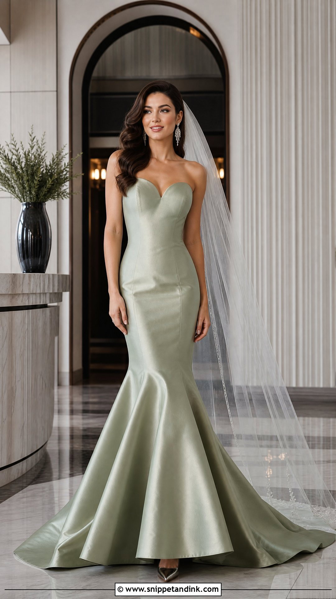 Sage Wedding Dress With Mermaid Silhouette - Snippet and Ink - 20 Sage Wedding Dress Ideas