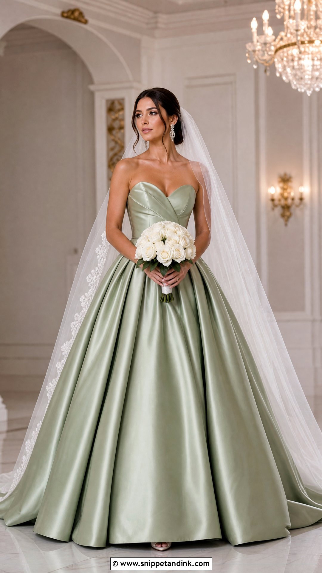 Sage Wedding Dress With Satin Ball Gown - Snippet and Ink - 20 Sage Wedding Dress Ideas