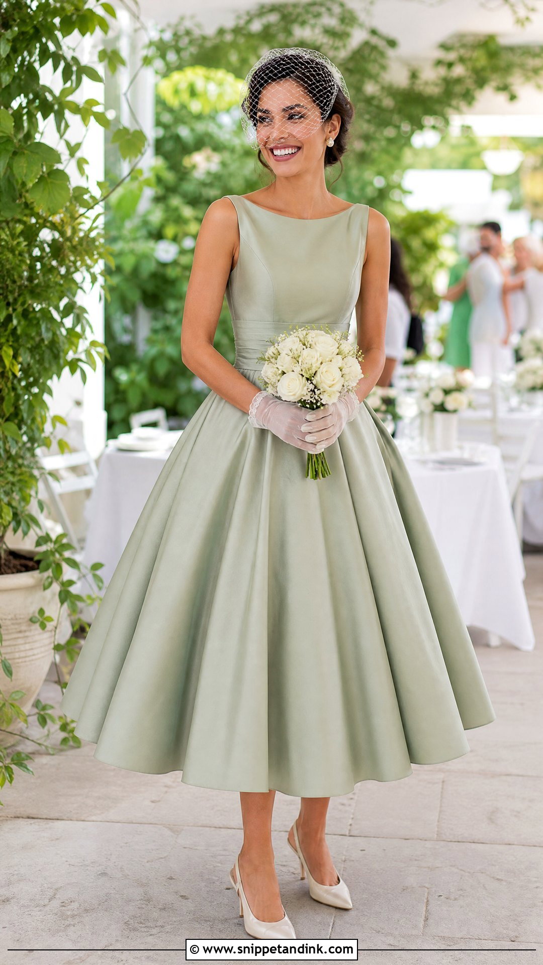 Sage Wedding Dress With Tea Length Skirt - Snippet and Ink - 20 Sage Wedding Dress Ideas