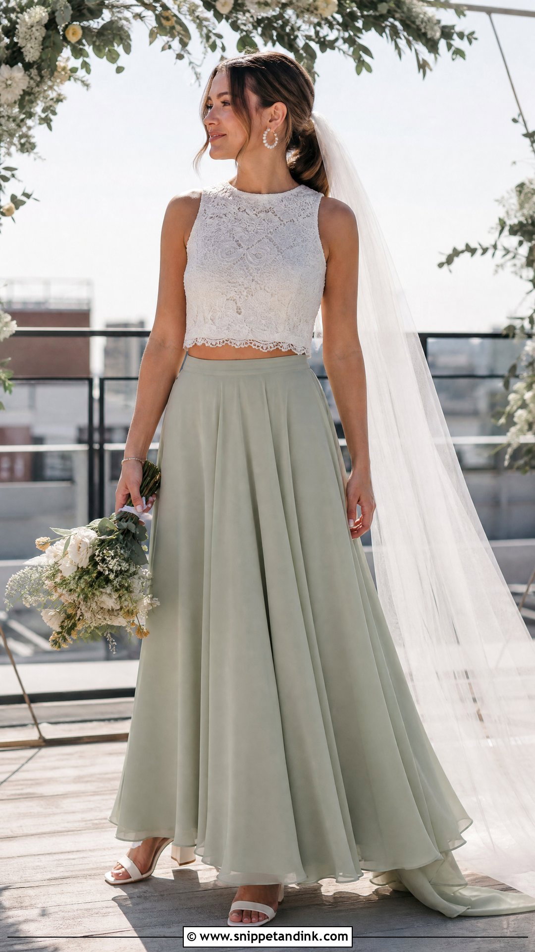 Sage Wedding Dress With Two Piece Set - Snippet and Ink - 20 Sage Wedding Dress Ideas