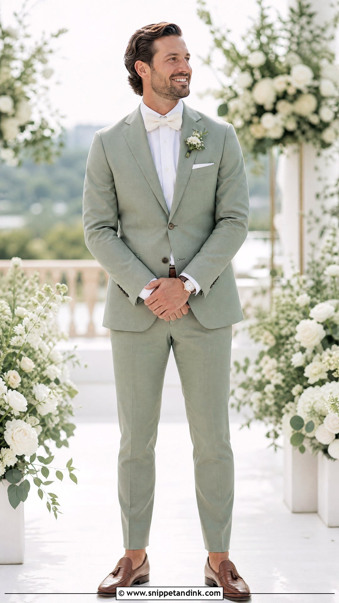 Sage Wedding Suit With Bow Tie - Snippet and Ink - 20 Sage Wedding Suit Ideas