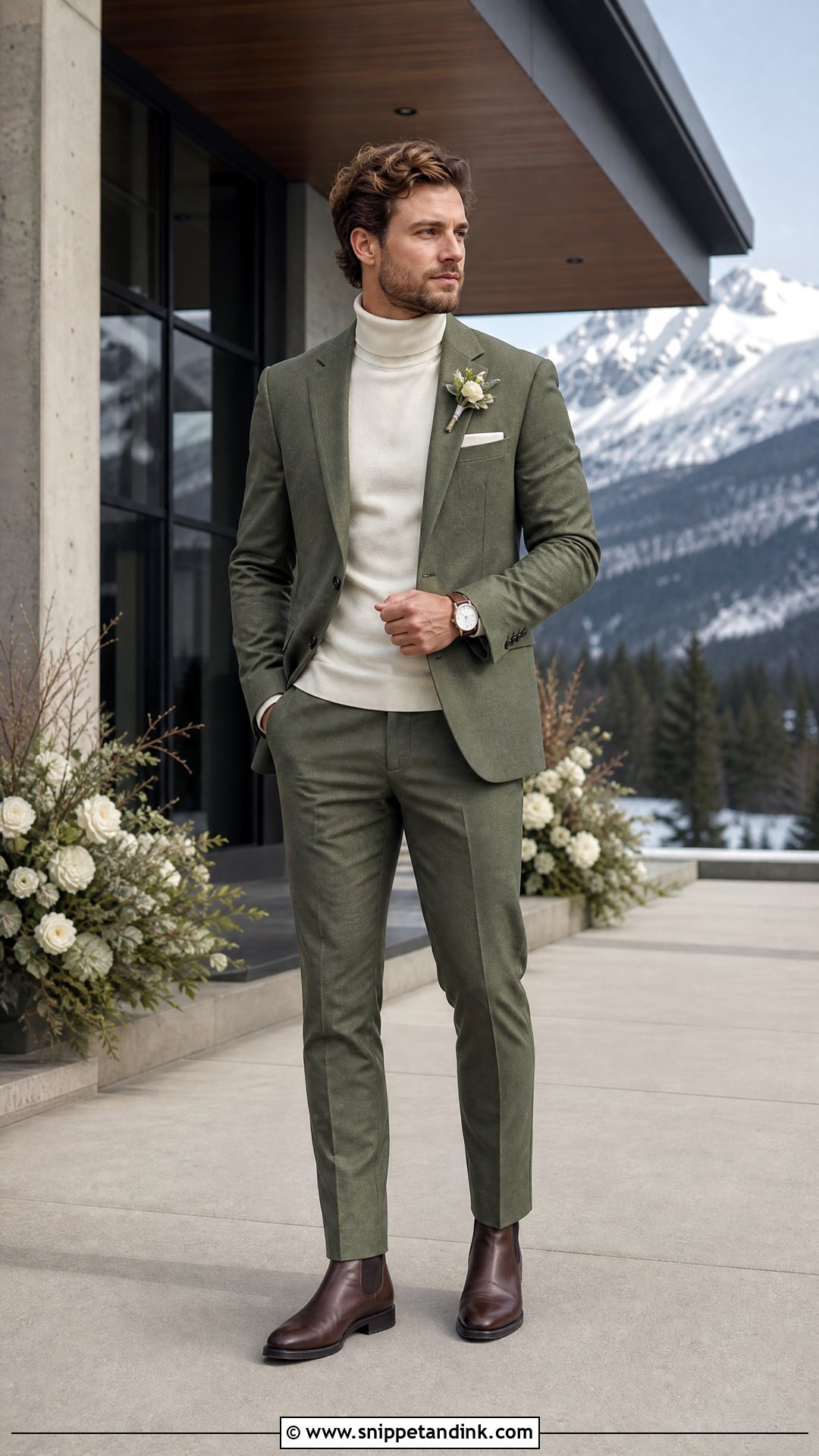 Sage Wedding Suit With Turtleneck - Snippet and Ink - 20 Sage Wedding Suit Ideas