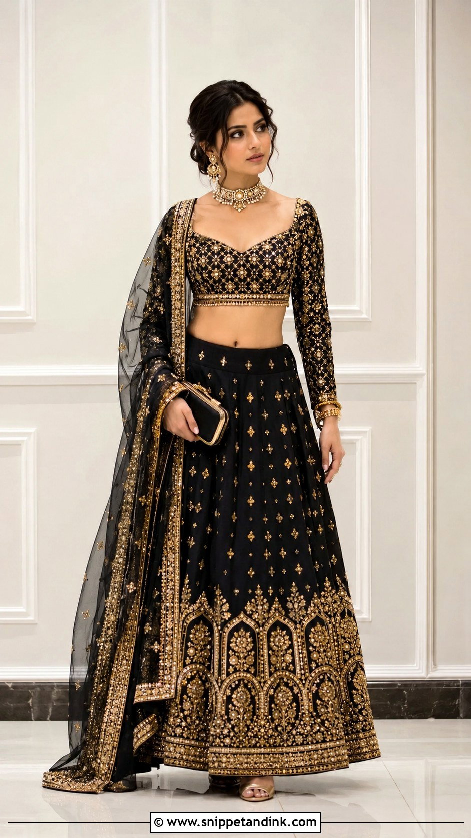 Sajal Ali Black And Gold Bridal Look - Snippet and Ink - 25 Sajal Ali Bridal Look Ideas
