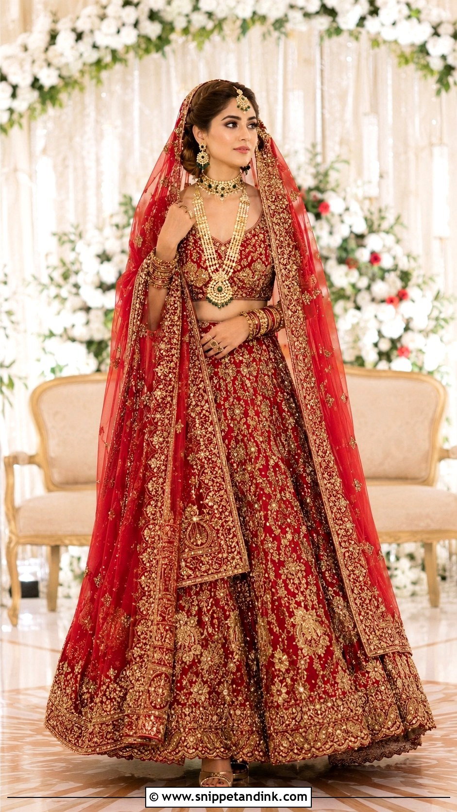 Sajal Ali Red Bridal Lehenga Look - Snippet and Ink - 25 Sajal Ali Bridal Look Ideas