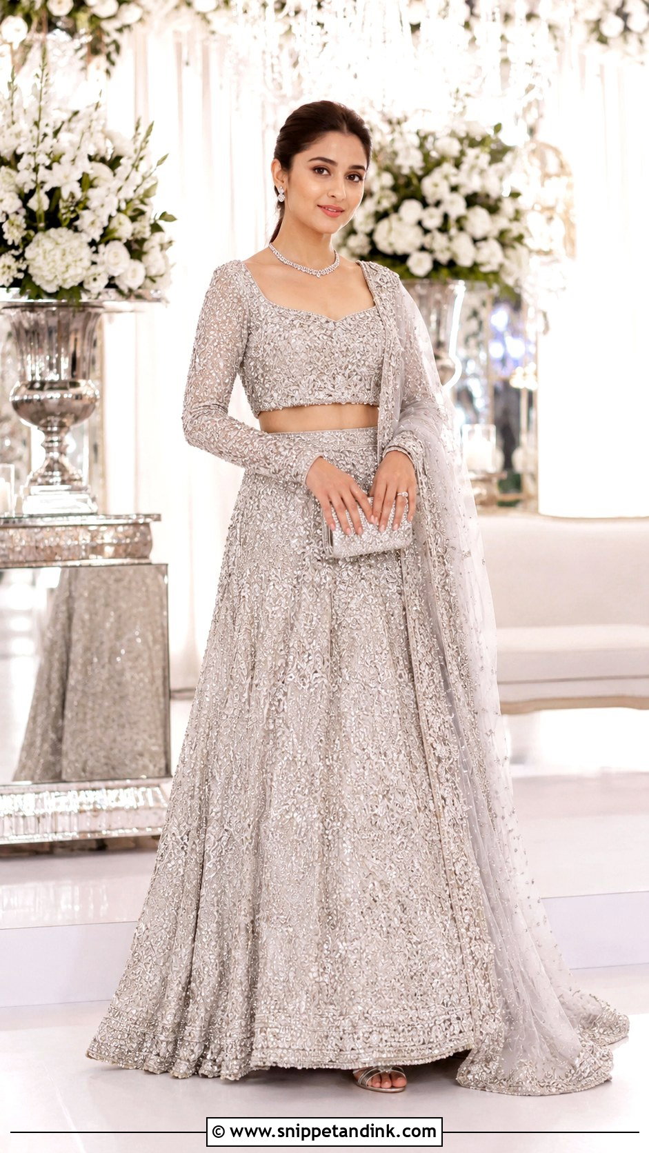 Sajal Ali Silver Walima Look - Snippet and Ink - 25 Sajal Ali Bridal Look Ideas