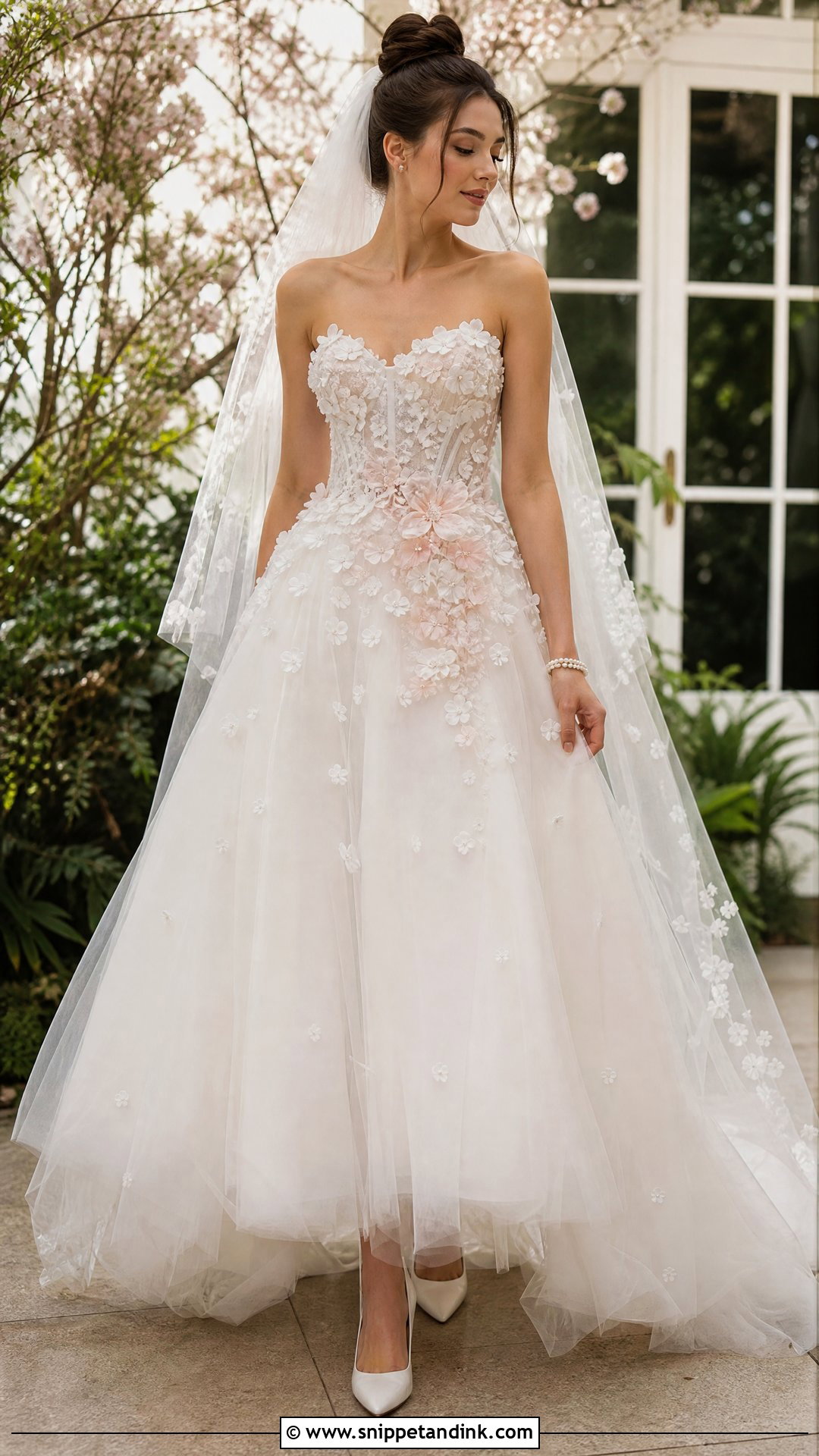 Sakura Wedding Dress With 3D Flowers - Snippet and Ink - 20 Sakura Wedding Dress Ideas