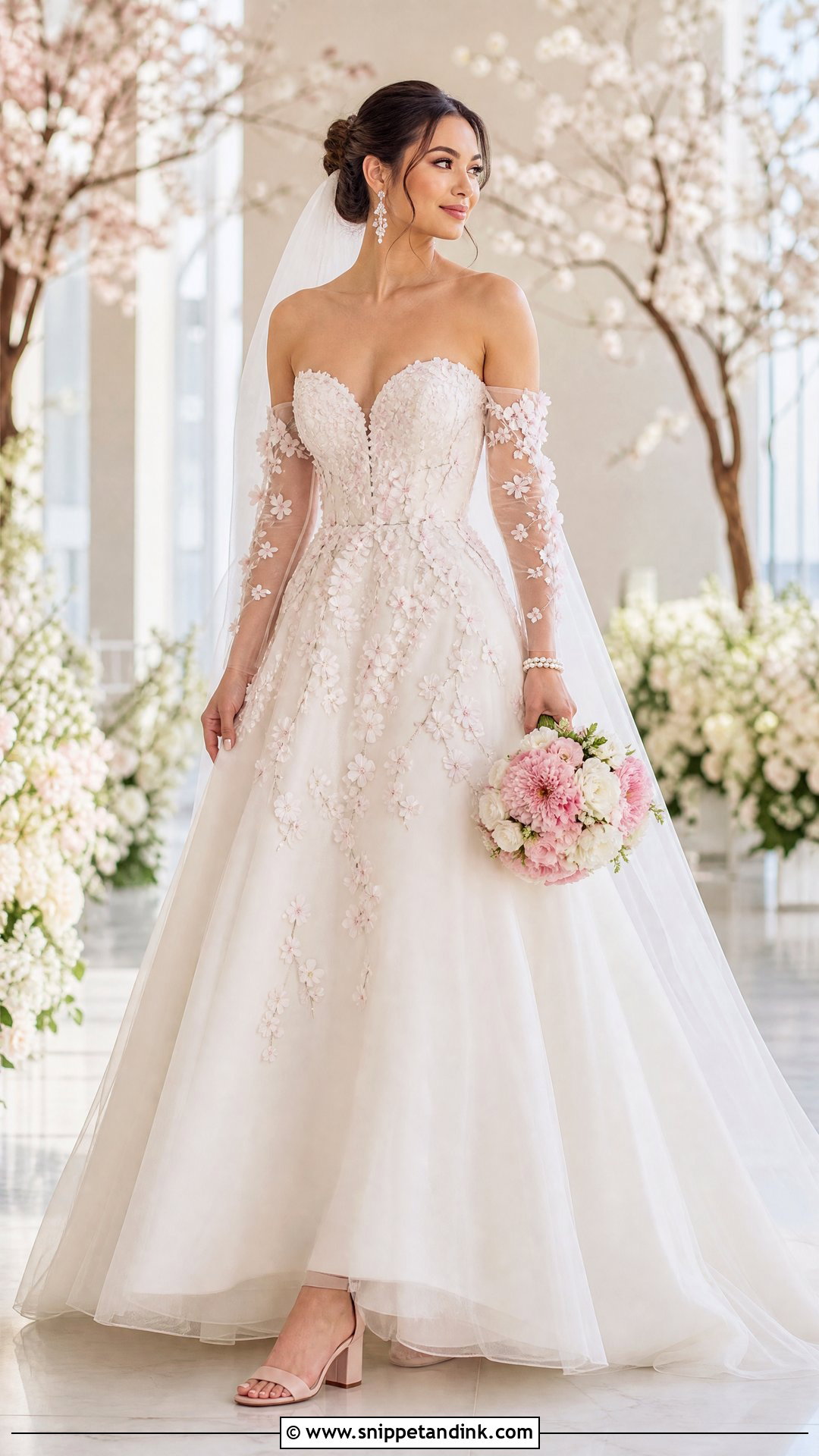Sakura Wedding Dress With Detachable Sleeves - Snippet and Ink - 20 Sakura Wedding Dress Ideas
