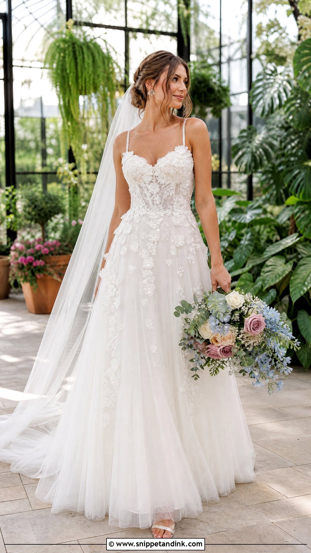 Samantha Floral Applique Gown - Snippet and Ink - 20 Samantha Wedding Gown Ideas