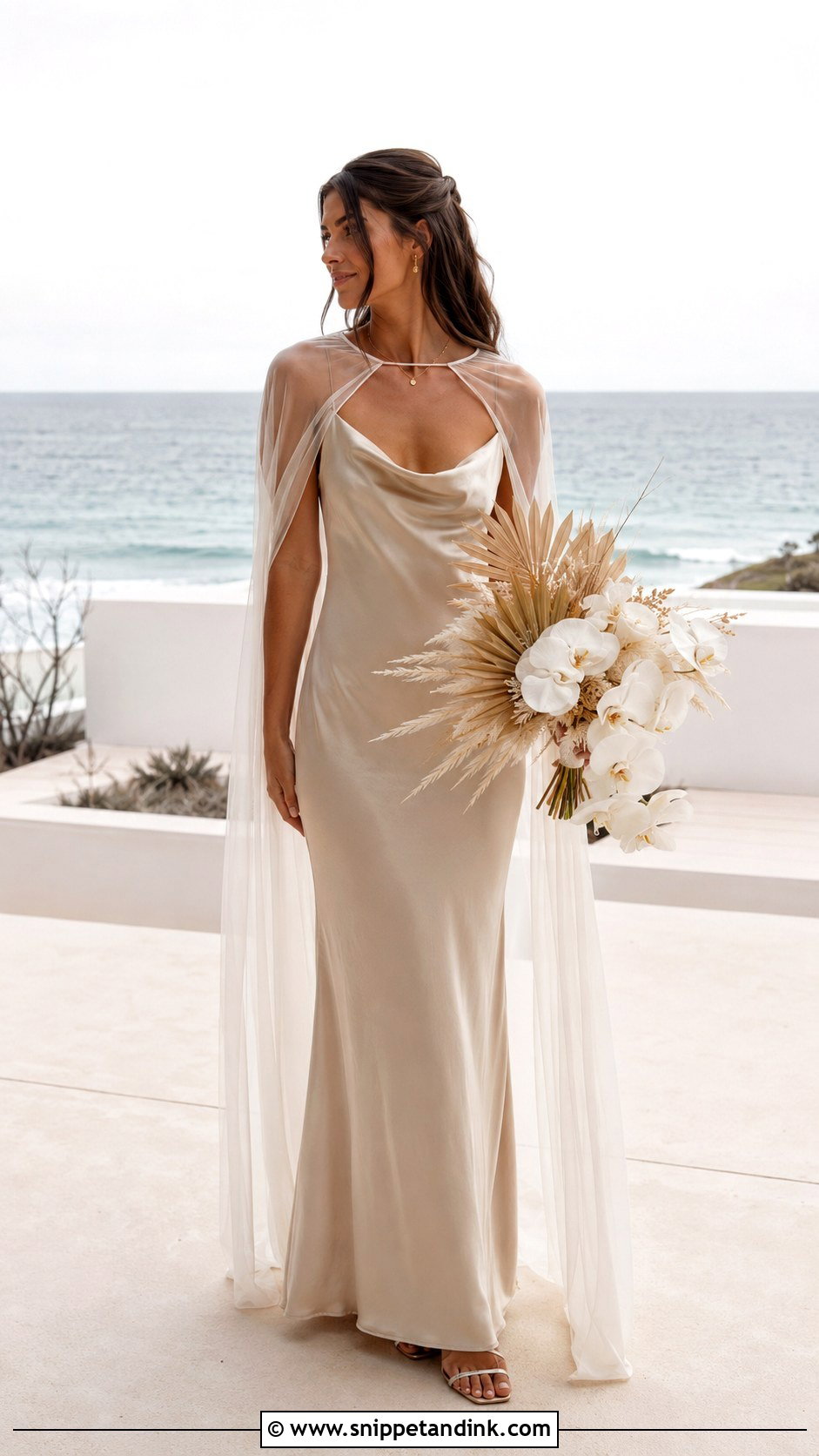 Sand Bohemian Wedding Dress With A Cowl Neck - Snippet and Ink - 20 Earthy Wedding Dress Bohemian Ideas