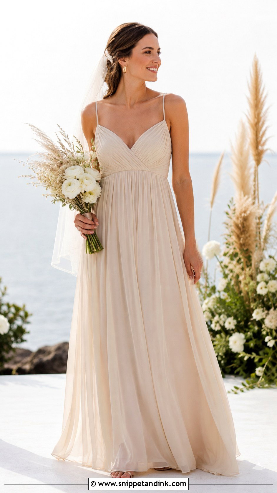 Sand Chiffon Empire Waist Wedding Dress - Snippet and Ink - 20 Light Brown Wedding Dress Ideas