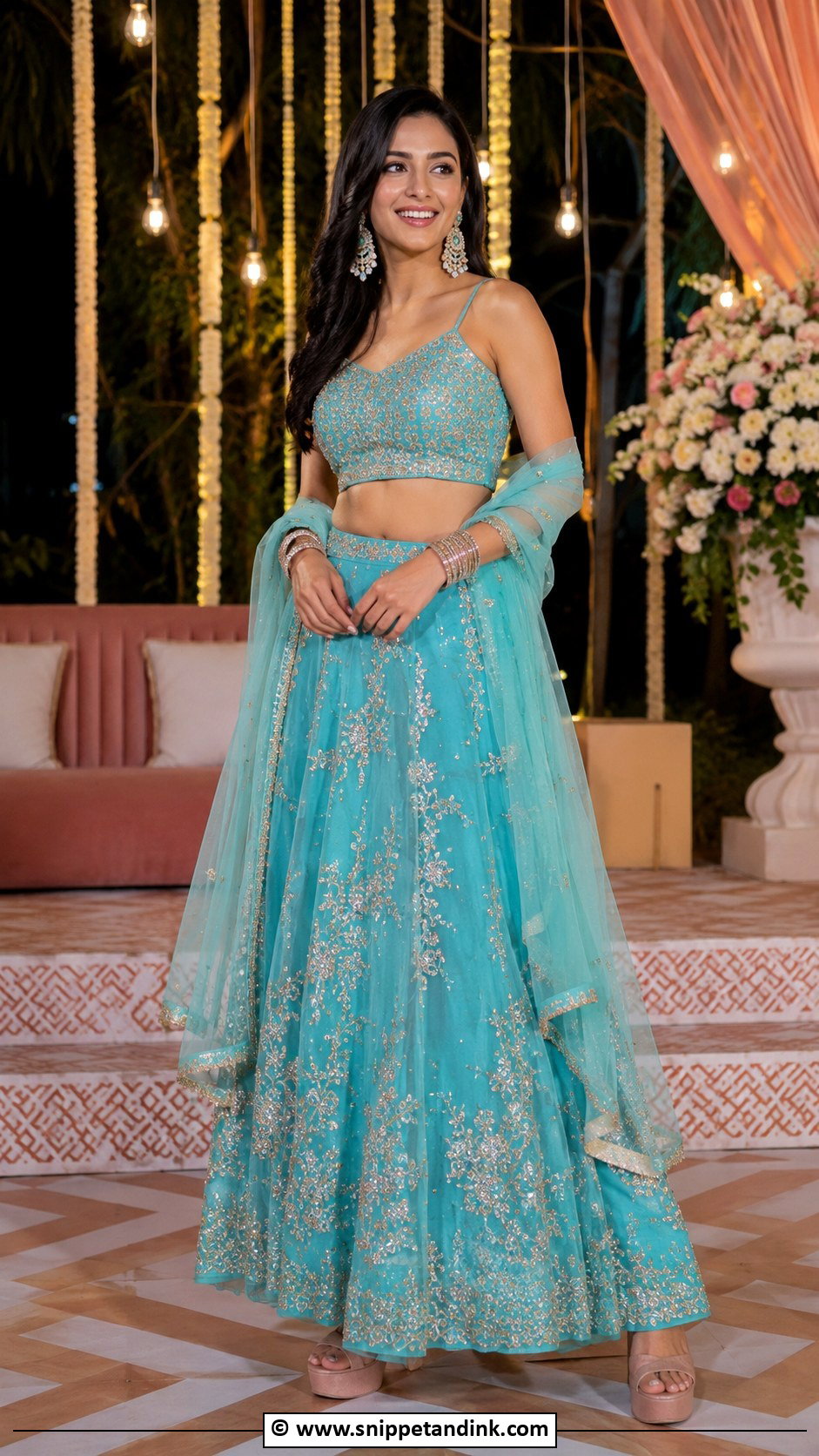 Sangeet Crop Top And Skirt Outfit - Snippet and Ink - 30 Sangeet Outfit Sisters Ideas