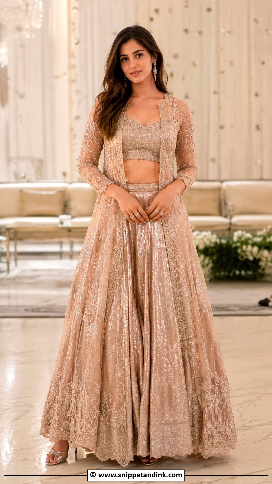 Sangeet Jacket Lehenga Outfit - Snippet and Ink - 30 Sangeet Outfit Sisters Ideas