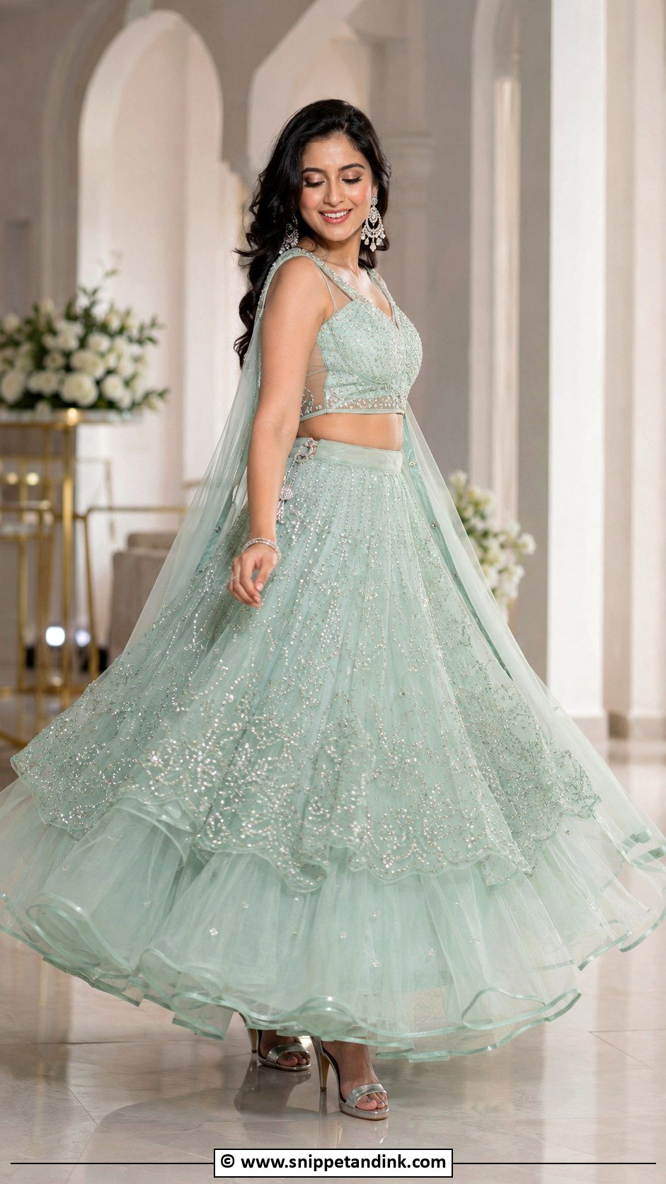 Sangeet Net Lehenga Outfit - Snippet and Ink - 30 Sangeet Outfit Sisters Ideas