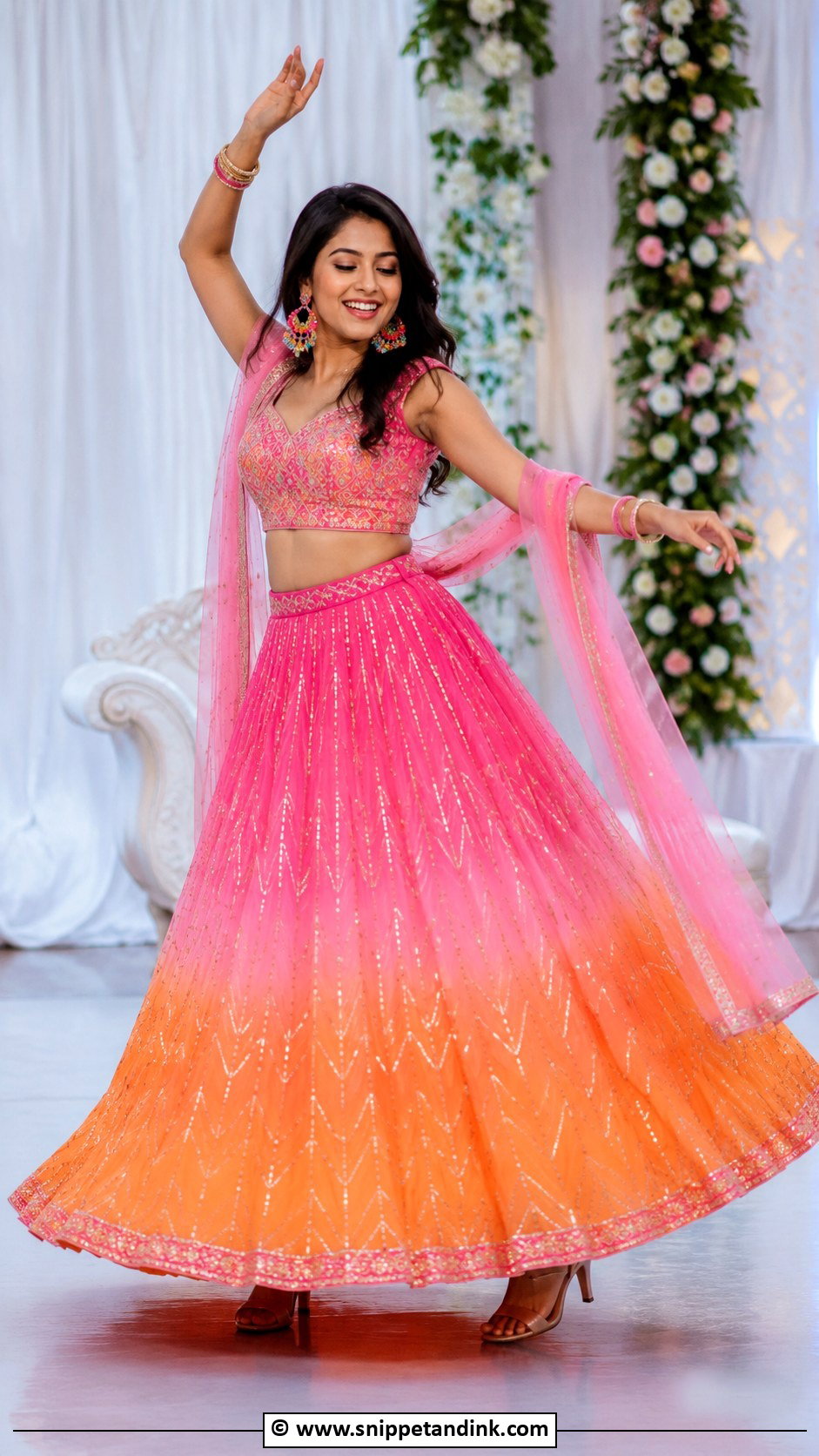 Sangeet Ombre Lehenga Outfit - Snippet and Ink - 30 Sangeet Outfit Sisters Ideas