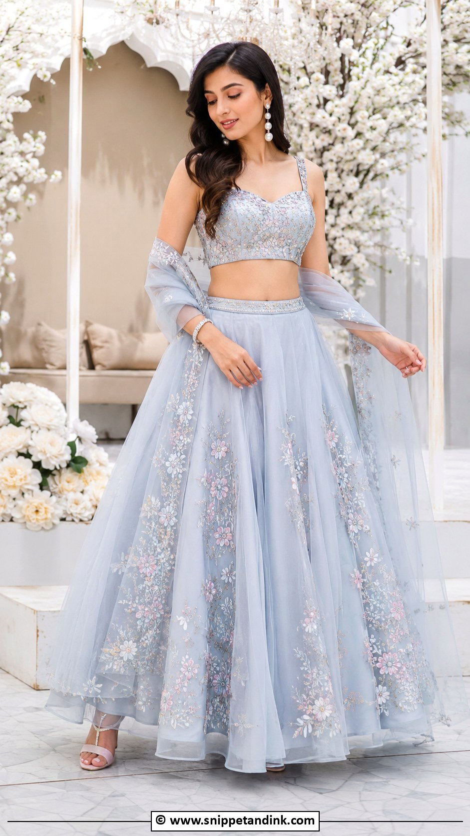 Sangeet Organza Lehenga Outfit - Snippet and Ink - 30 Sangeet Outfit Sisters Ideas